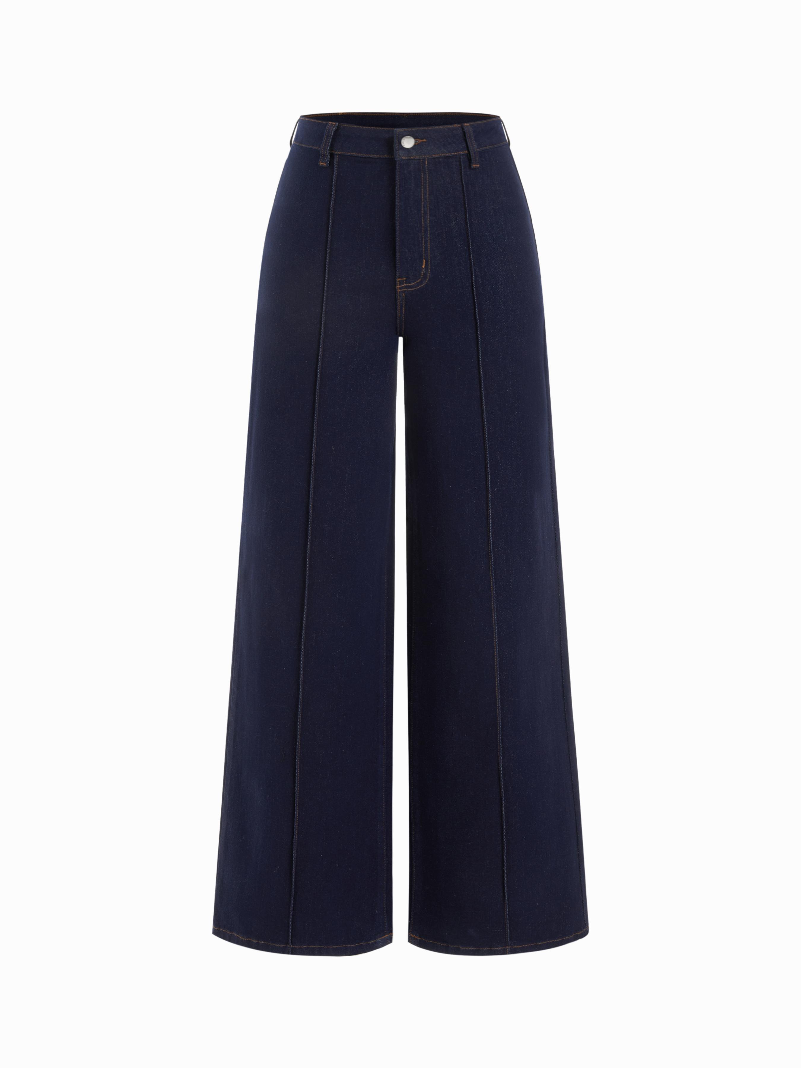 Stretch Denim Mid Rise Straight Leg Jeans by CIDER