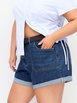 Stretch Denim Washed Mid Rise Roll Hem Shorts With Belt Curve & Plus by CIDER Stretch Denim Washed Mid Rise Roll Hem Shorts With Belt Curve & Plus by CIDER