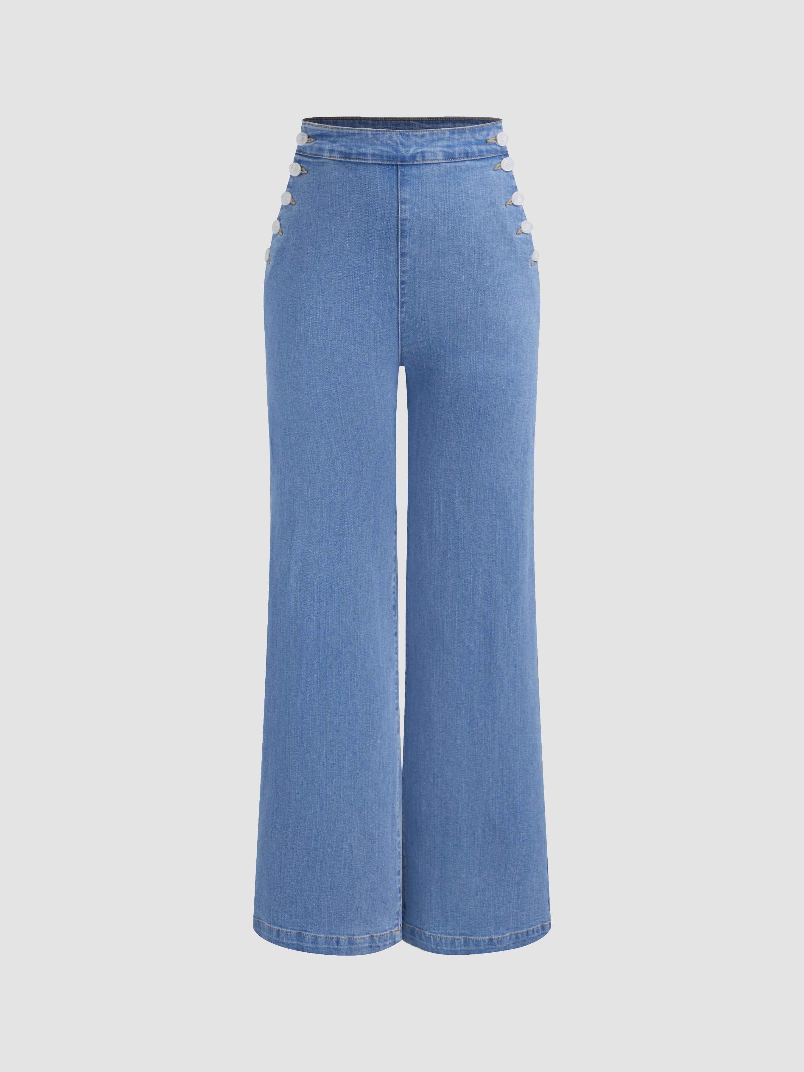 Stretch High Waist Straight Leg Jeans by CIDER