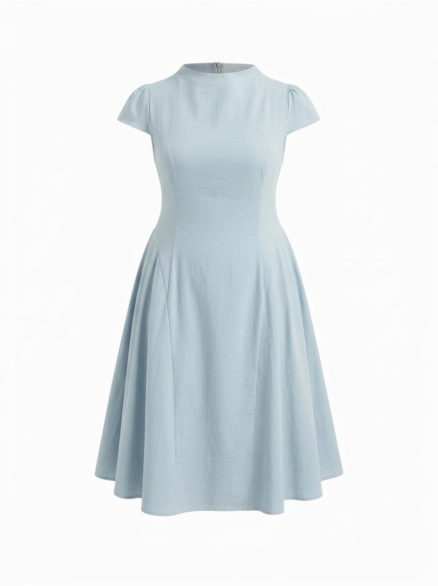 Stretchy Stand Collar Ruffle Midi Dress Curve & Plus by CIDER Stretchy Stand Collar Ruffle Midi Dress Curve & Plus by CIDER