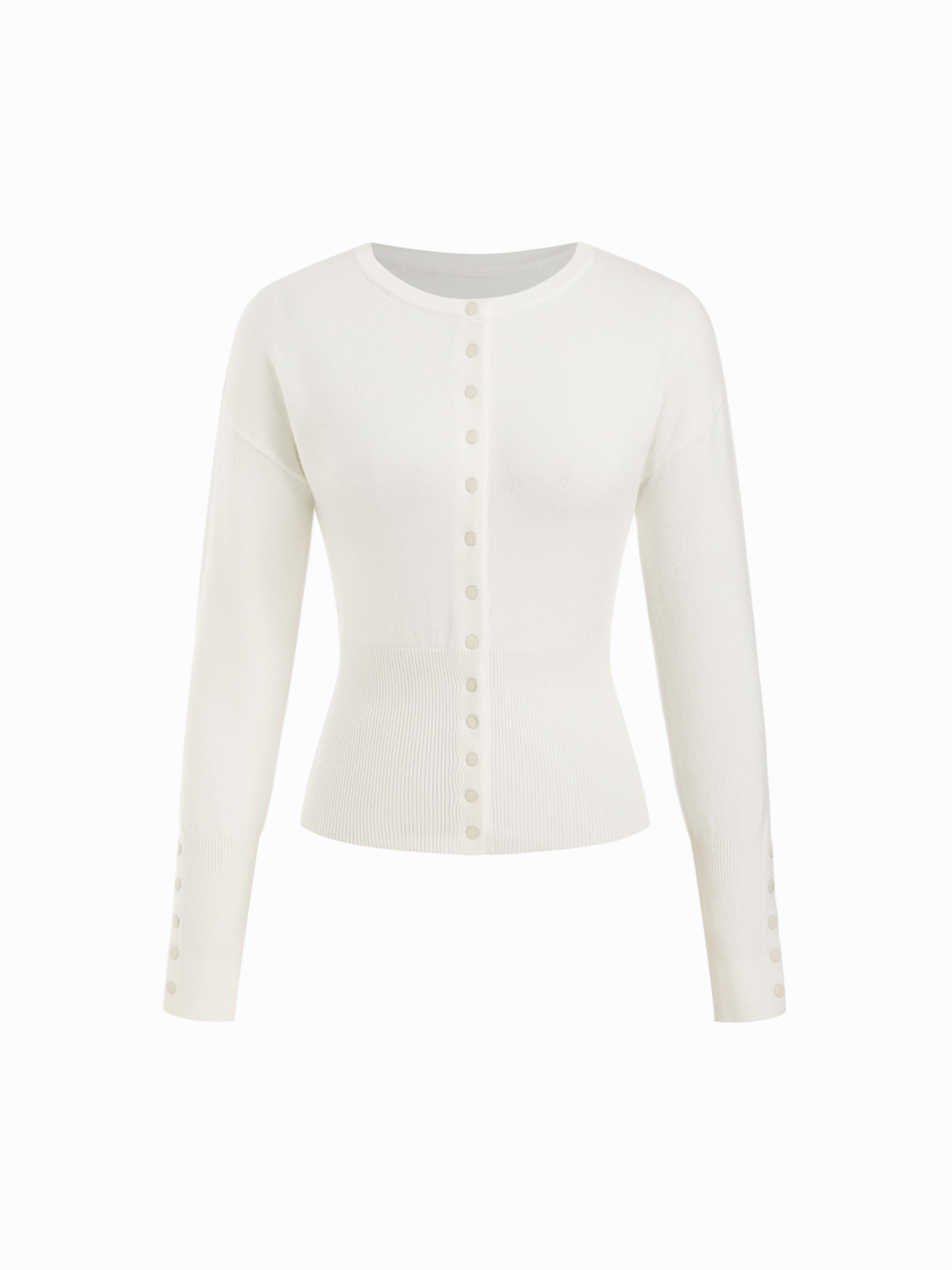 Strick-Knopf-Cardigan mit Rundhalsausschnitt by CIDER