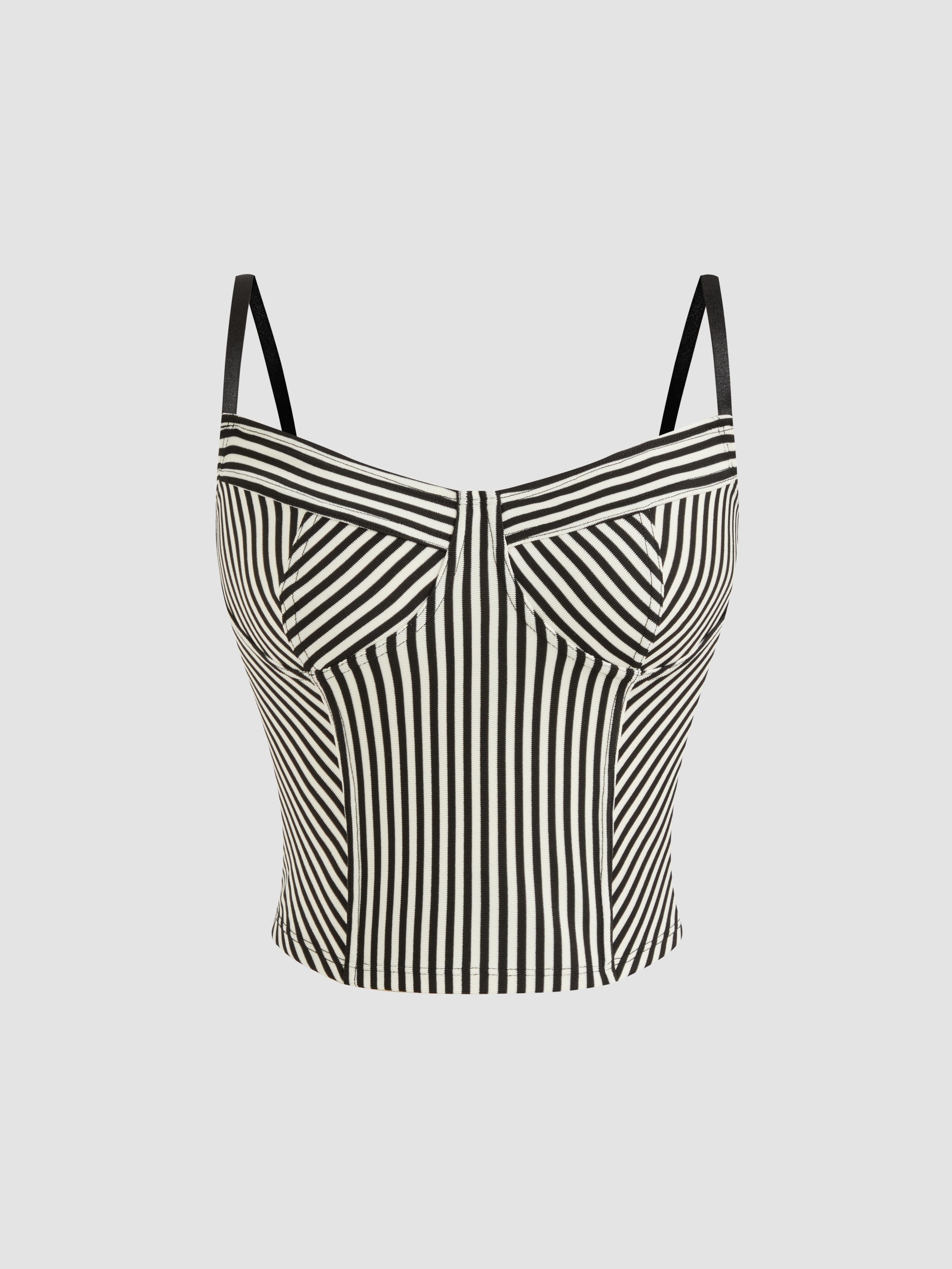 Striped Cropped Cami Top by CIDER