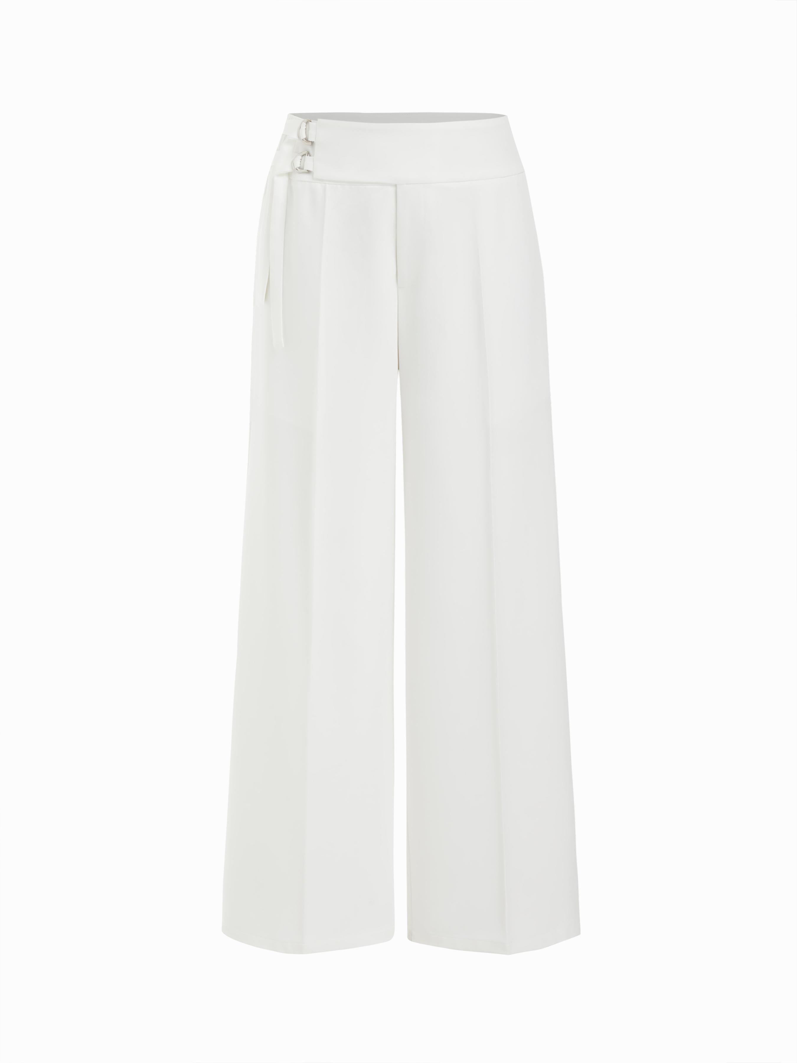 Striped Low Rise Buckle Wide Leg Trousers by CIDER