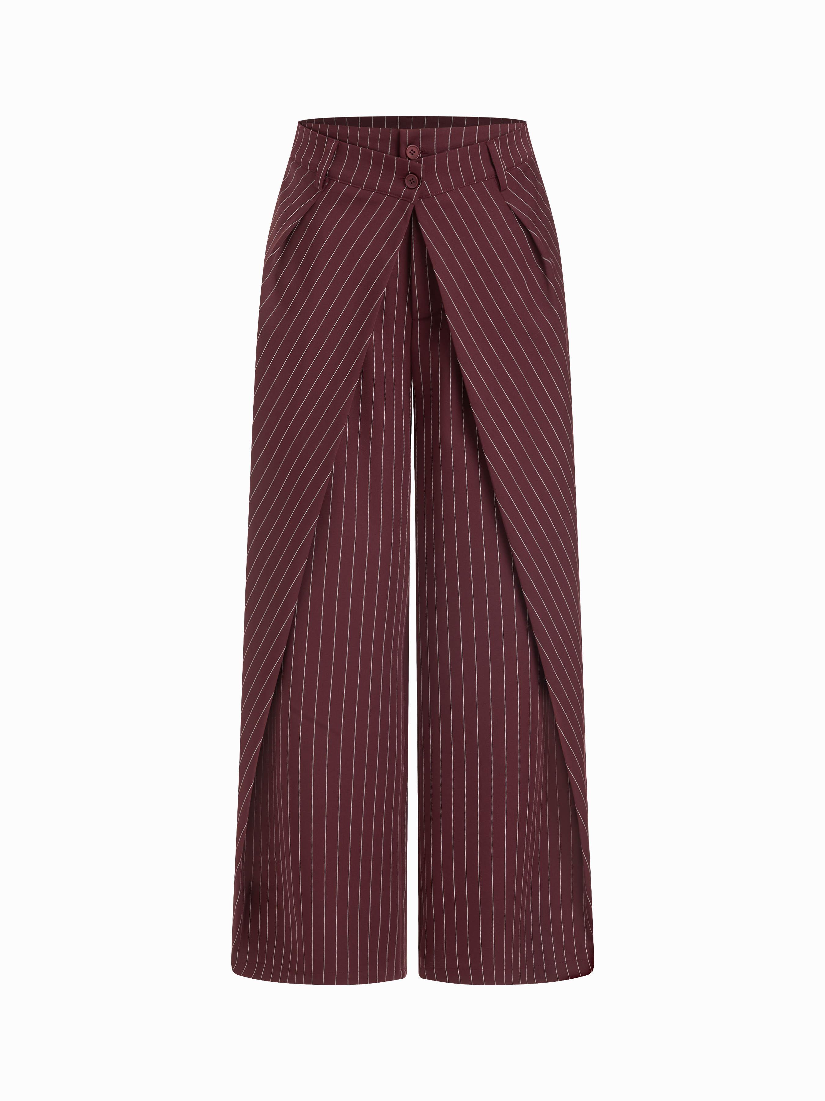 Striped Low Rise Pleated Straight Leg Trousers by CIDER