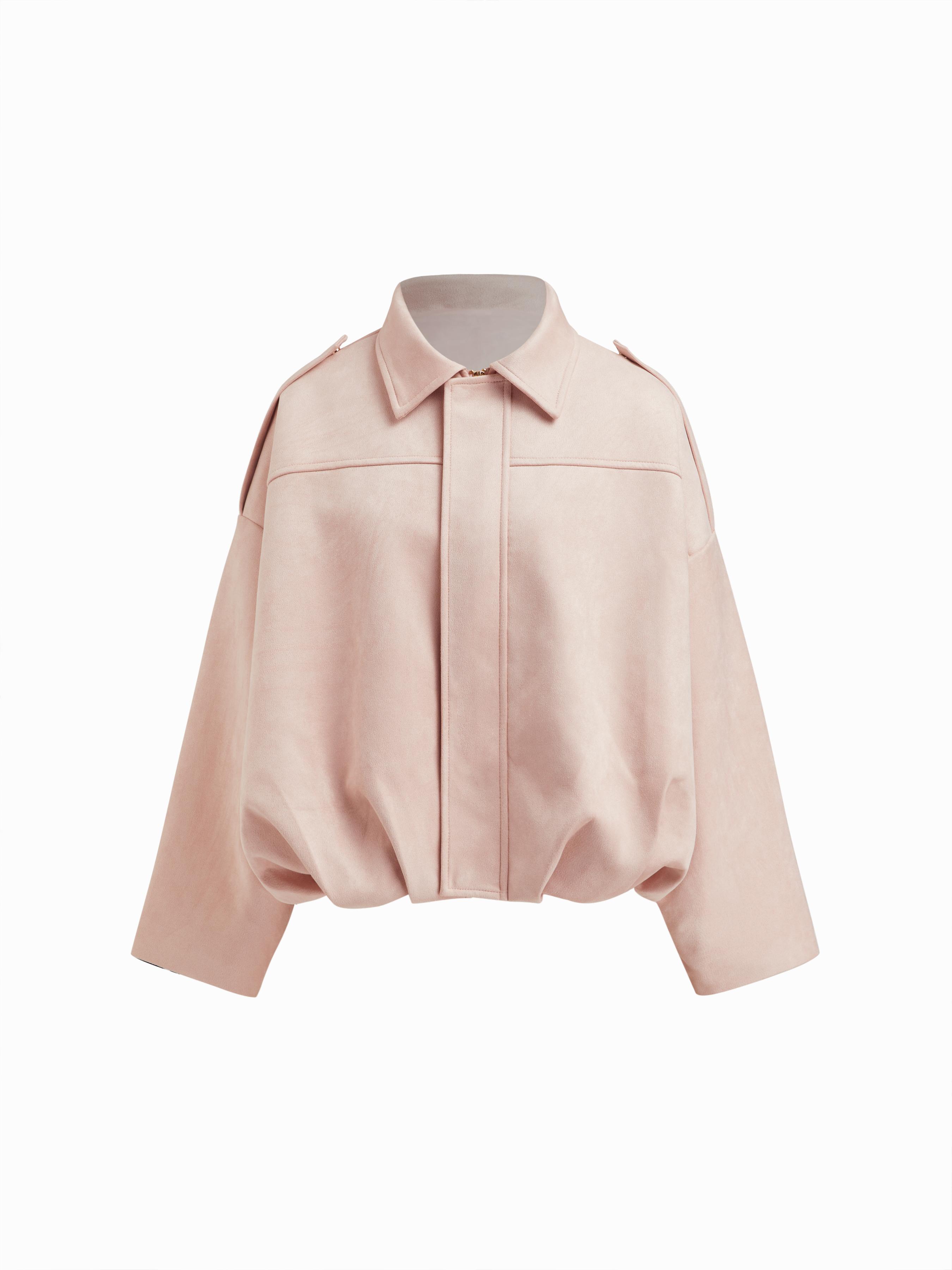 Suede Collar Long Sleeve Zip Through Oversized Jacket by CIDER Suede Collar Long Sleeve Zip Through Oversized Jacket by CIDER