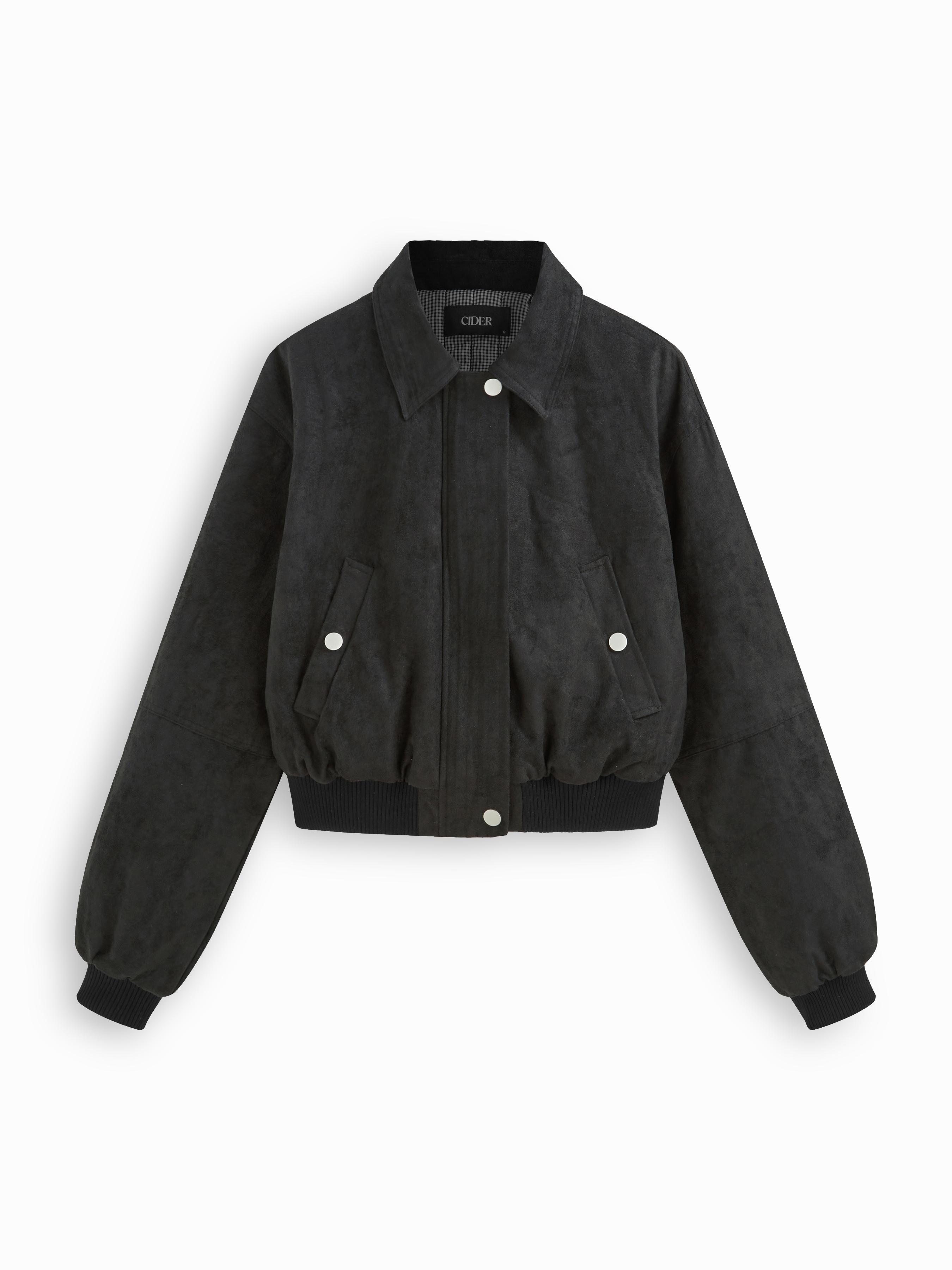 Suede Collar Oversized Puffer Bomber Jacket by CIDER