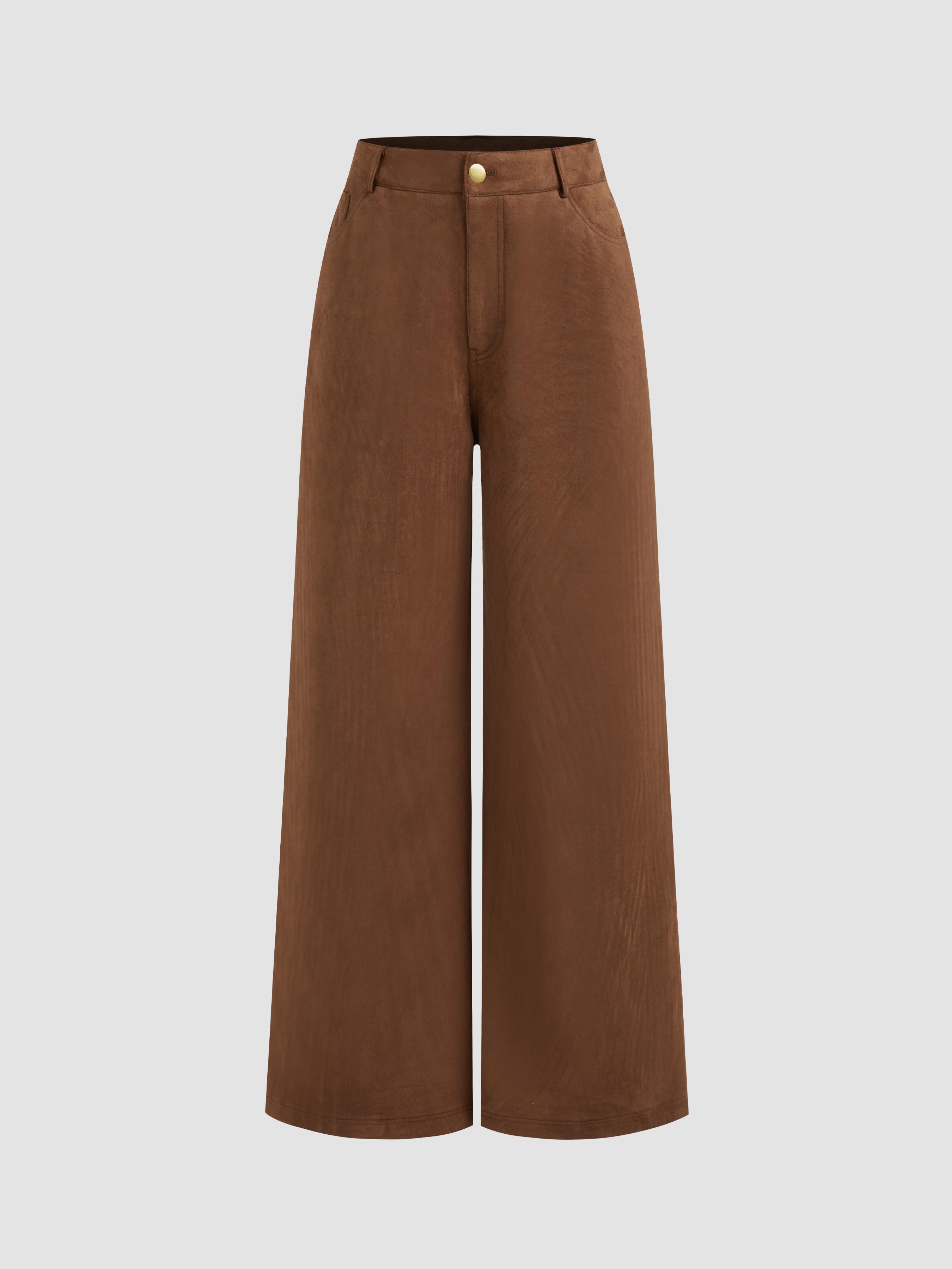 Suede Mid Rise Straight Leg Trousers by CIDER