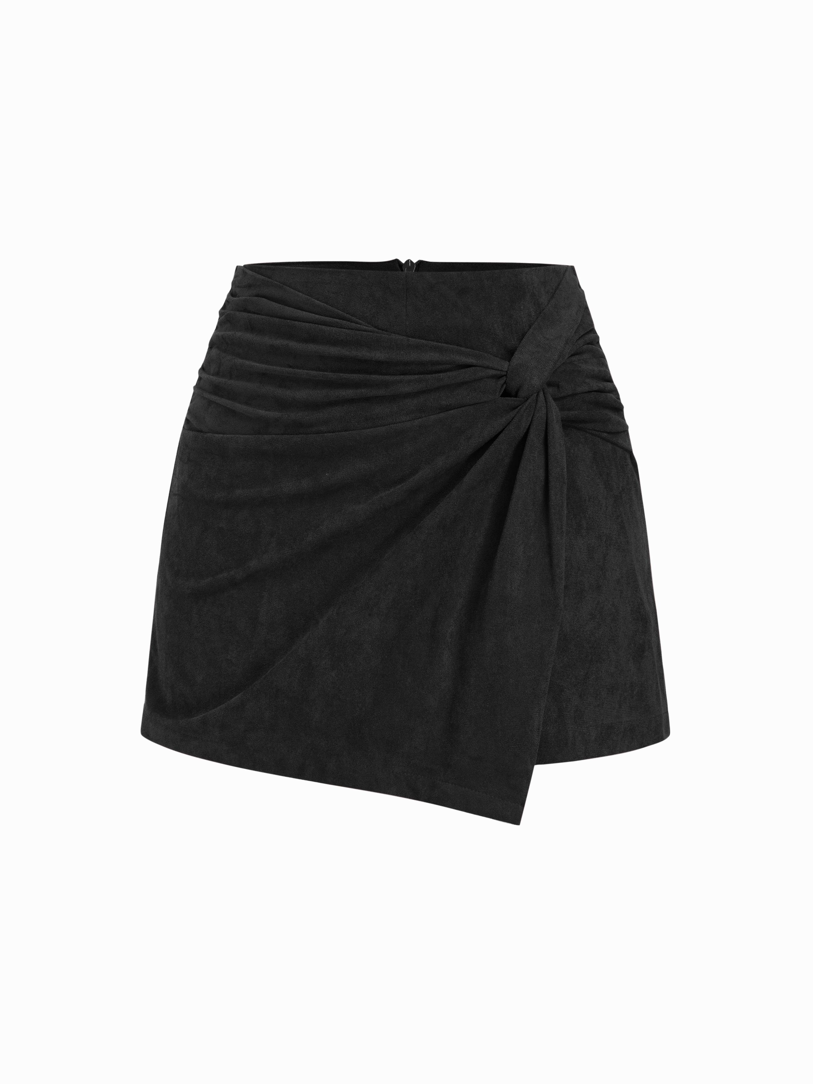 Suede Mid Rise Twist Mini Skort by CIDER Suede Mid Rise Twist Mini Skort by CIDER