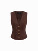 Suede V-neck Metal Detail Slim Blazer Vest by CIDER Suede V-neck Metal Detail Slim Blazer Vest by CIDER