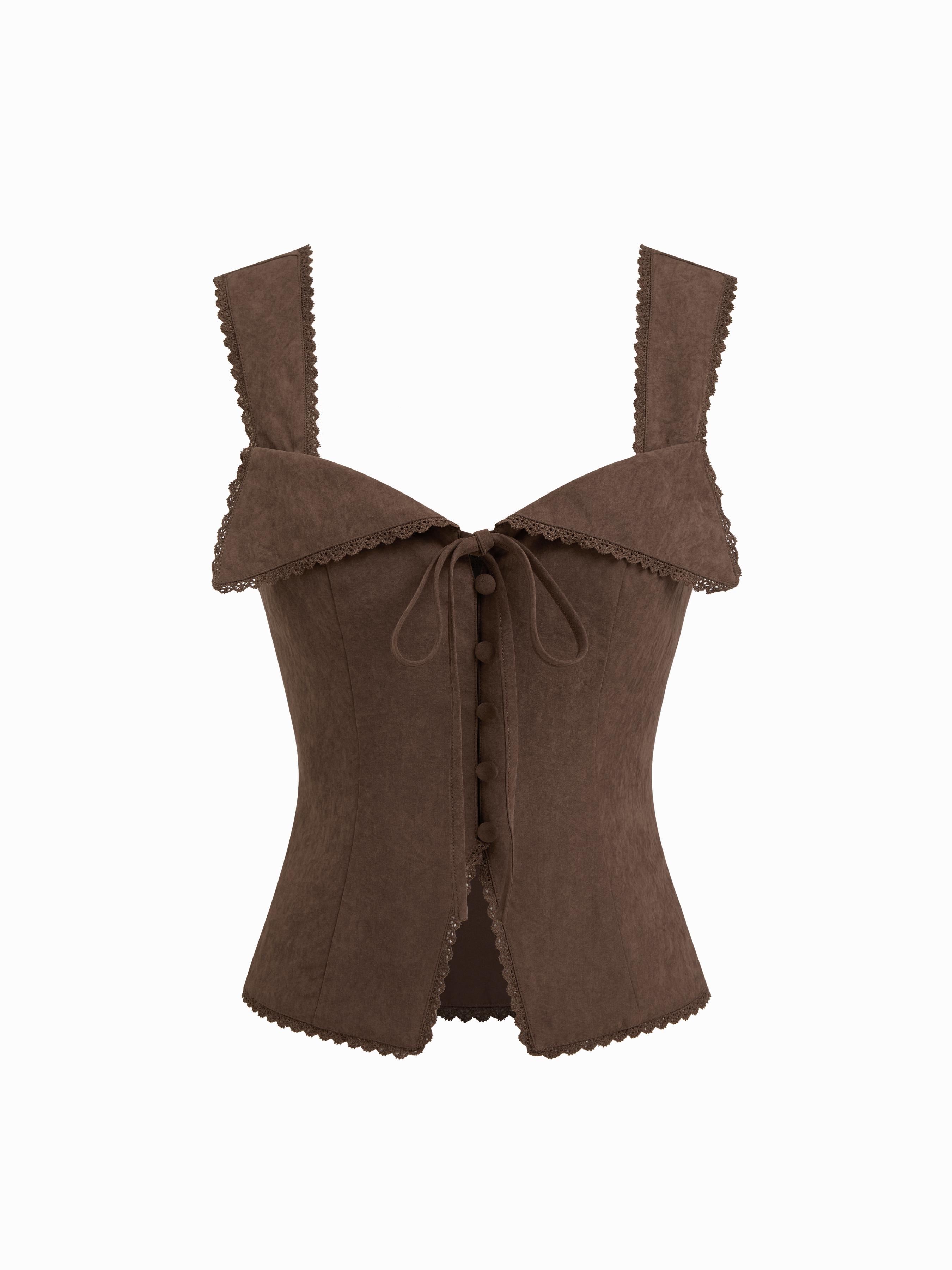 Sweetheart Lace Tie Back Tank Top by CIDER