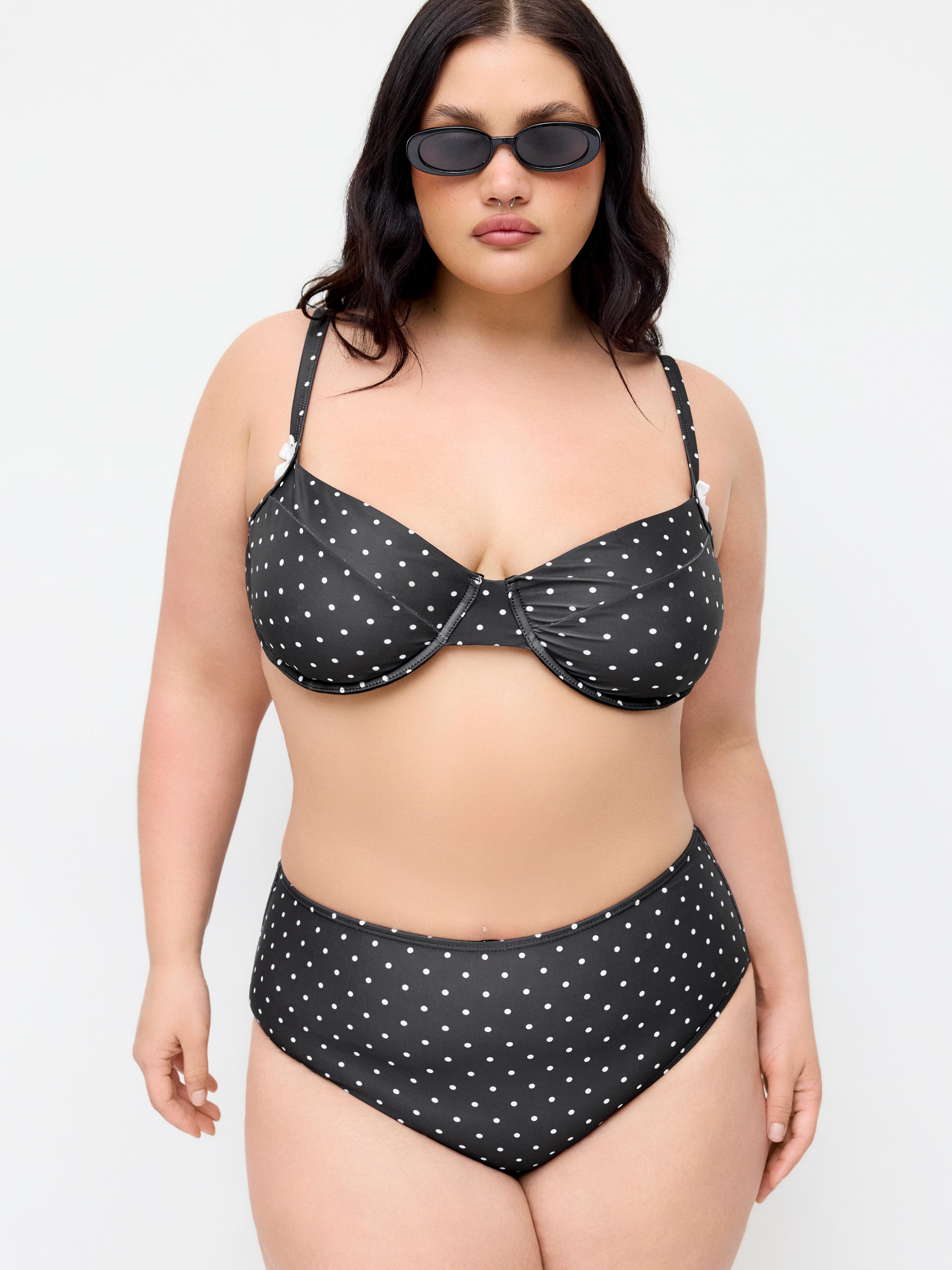 Sweetheart Neck Polka Dot Underwire Full Coverage Bikini Set Curve & Plus by CIDER