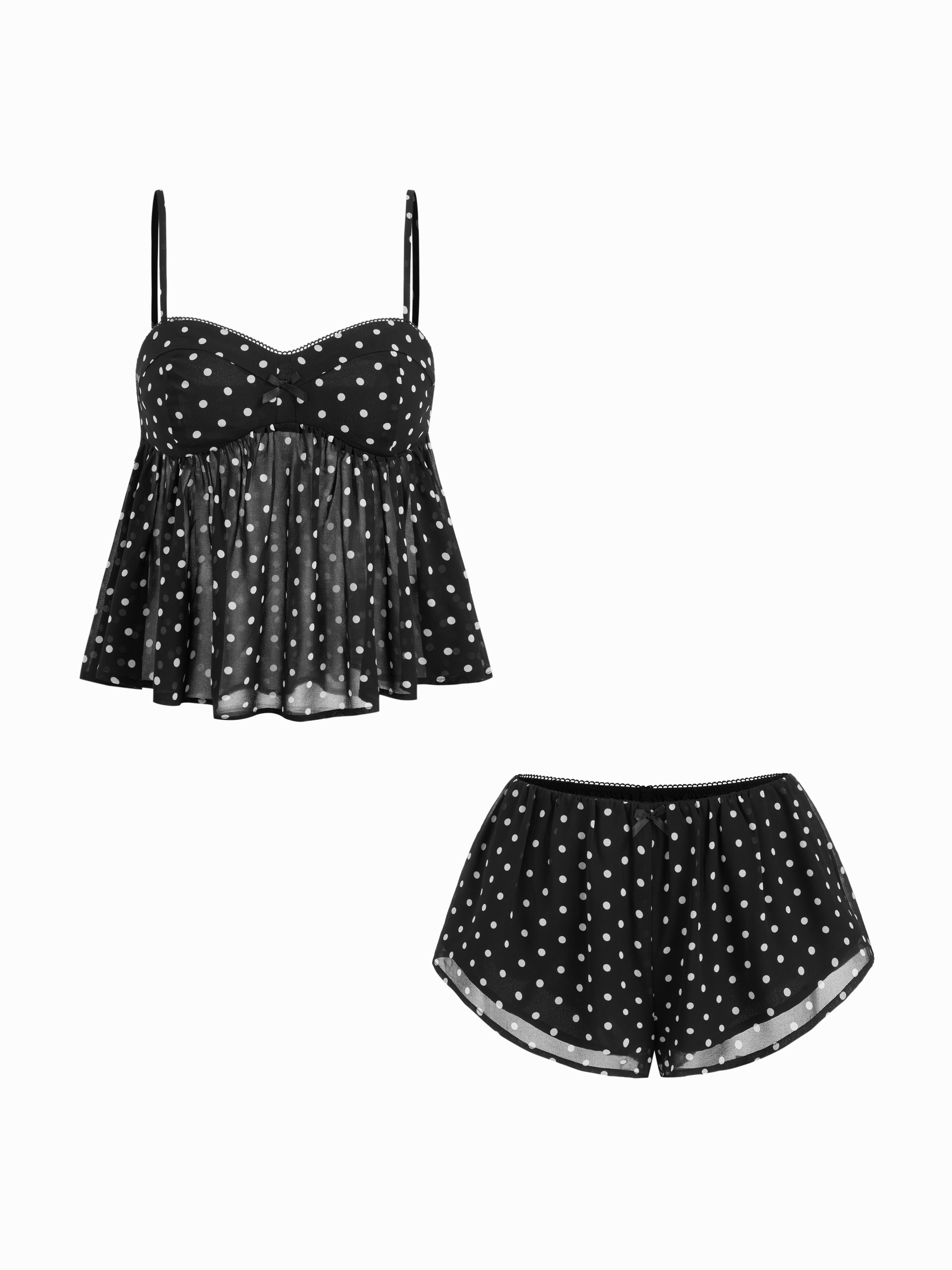 Sweetheart Neckline Leopard Bowknot Cami Top & Low Rise Shorts Loungewear Set by CIDER