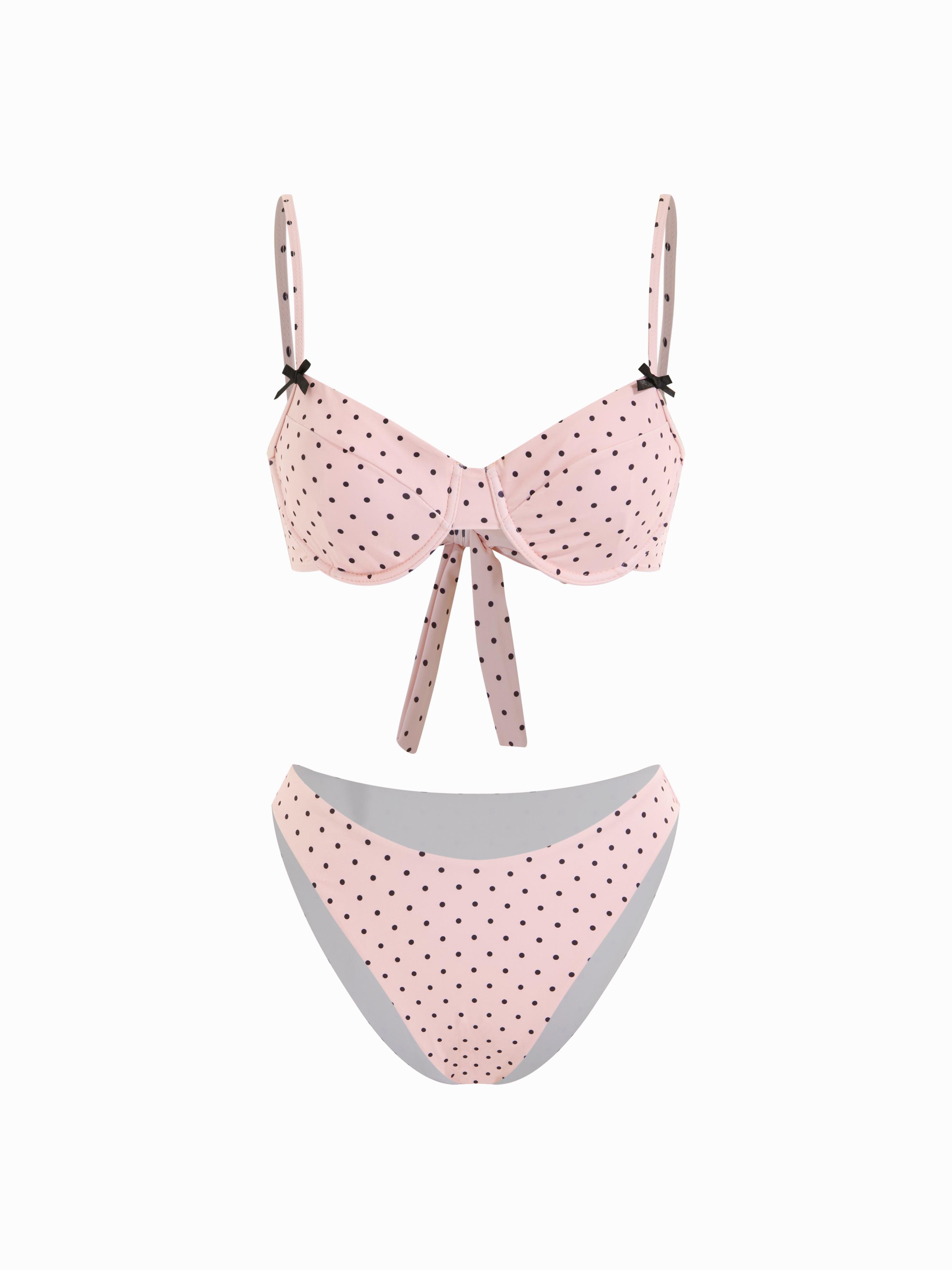 Sweetheart Polka Dot Underwire Cheeky Bikini Set by CIDER