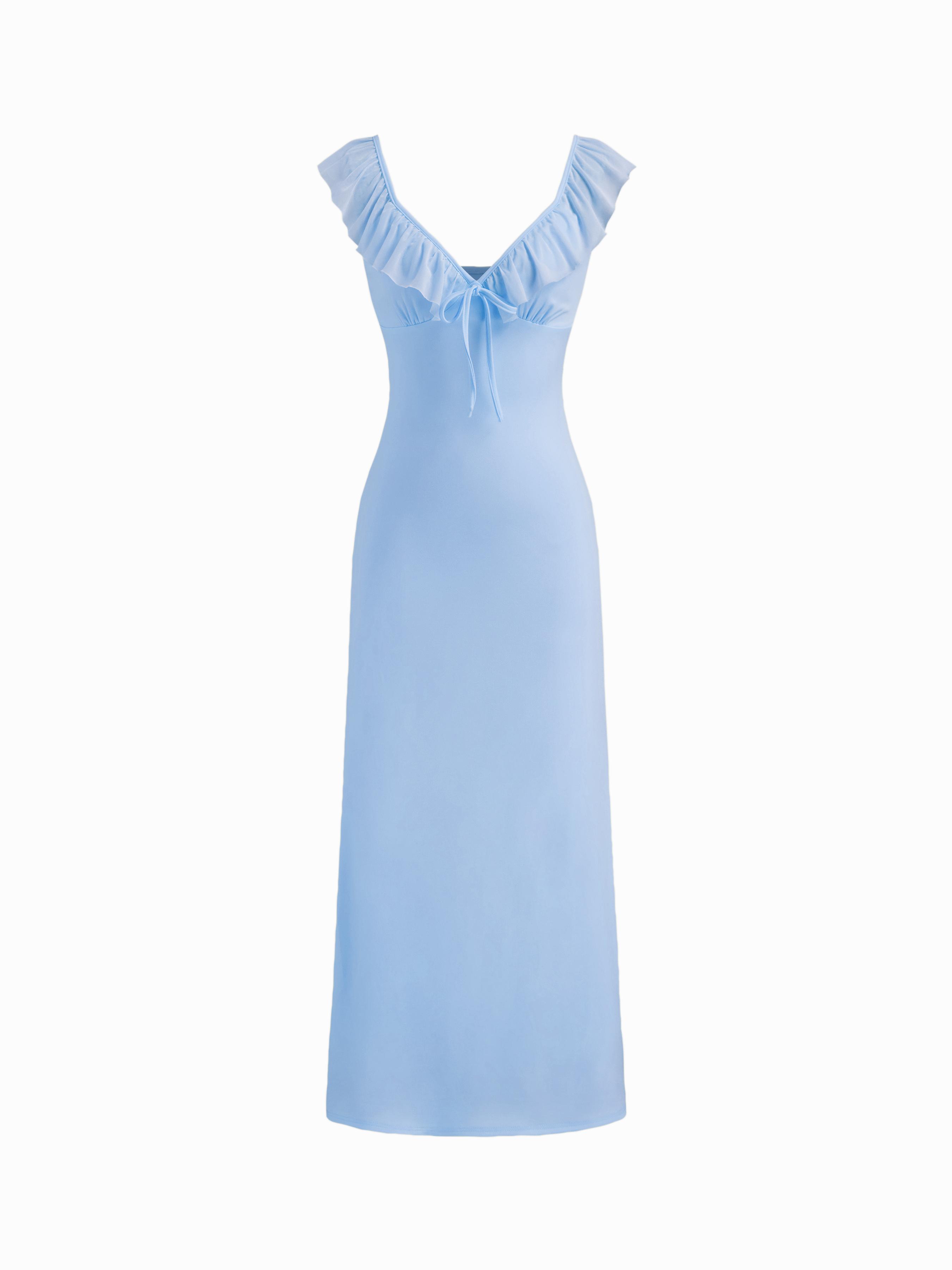 Sweetheart Ruffle Knotted Maxi Dress by CIDER