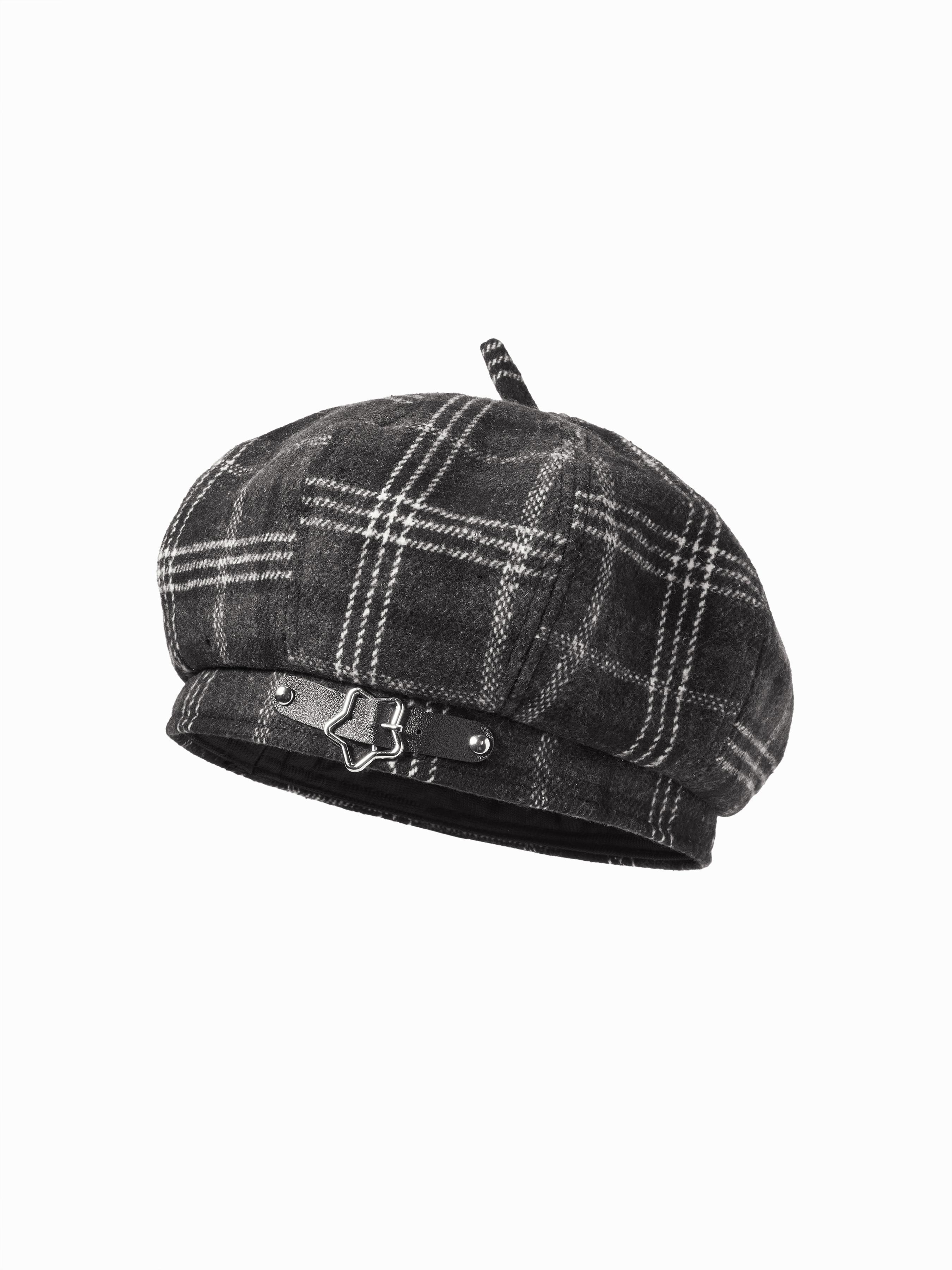 TARTAN STAR BUCKLE BERET HAT by CIDER