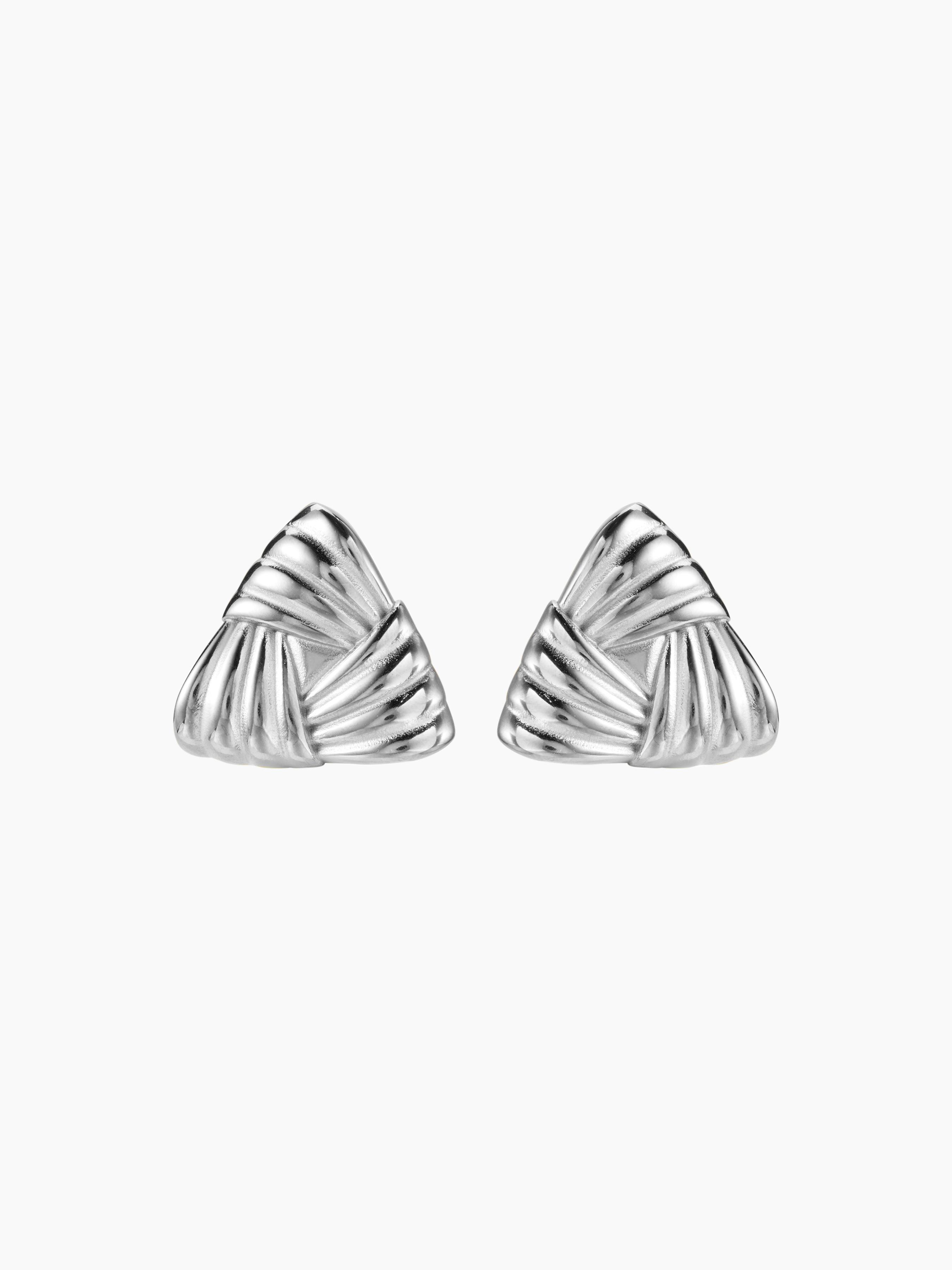 TRIANGLE BRAIDED 18K GOLD PLATED STAINLESS STEEL STUD EARRINGS by CIDER TRIANGLE BRAIDED 18K GOLD PLATED STAINLESS STEEL STUD EARRINGS by CIDER