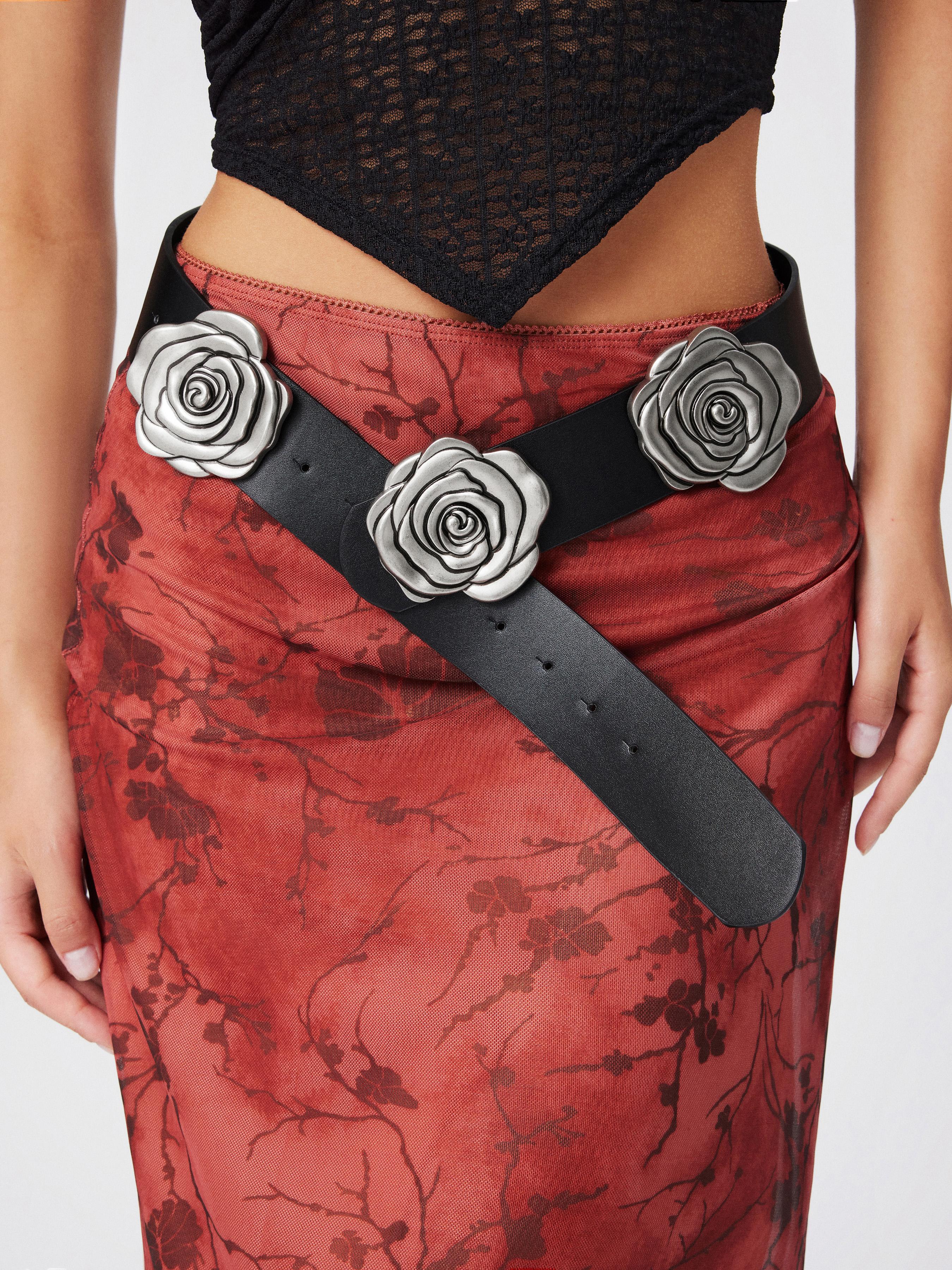 TRIPLE METAL ROSE WAIST BELT by CIDER