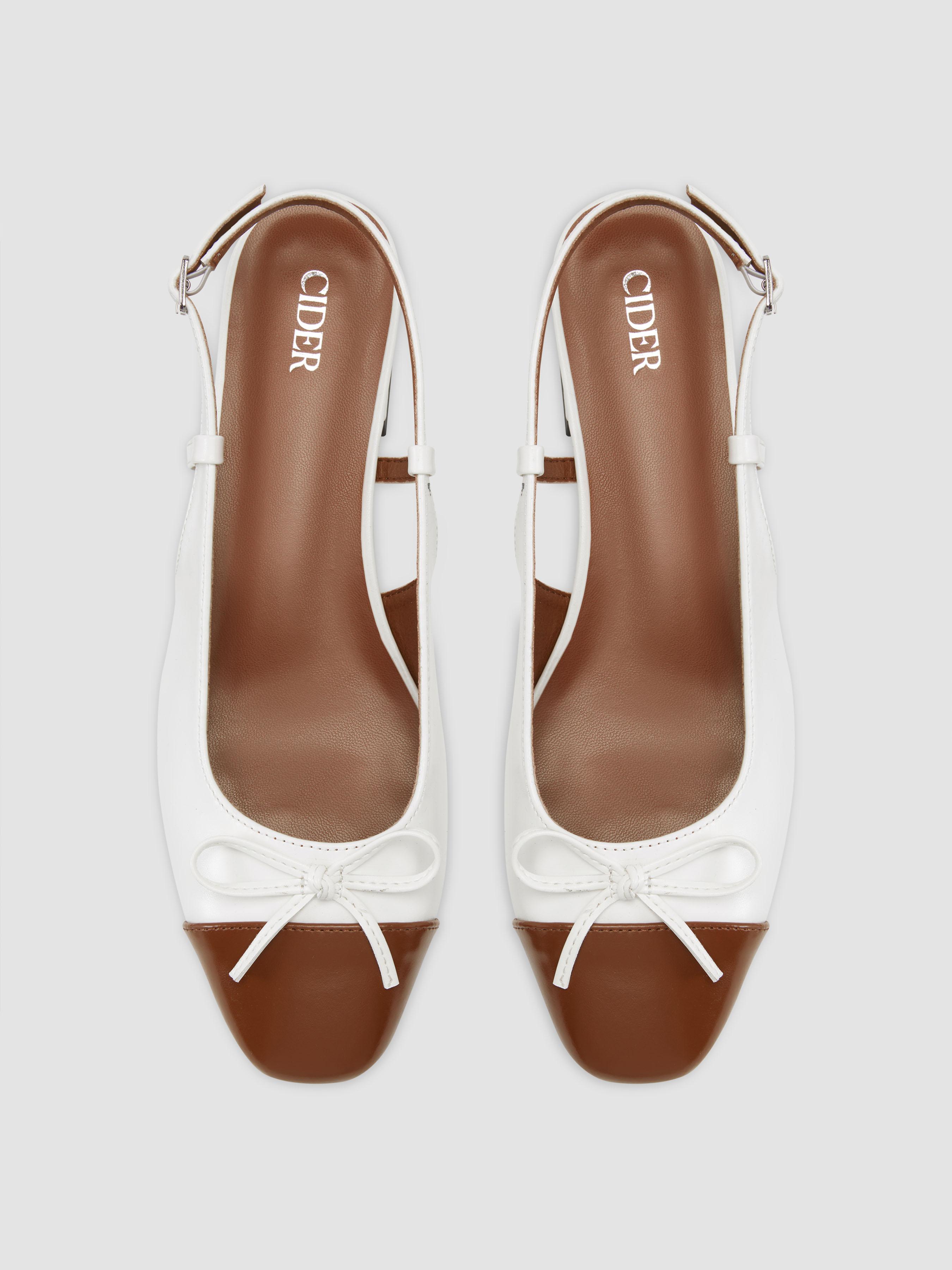 TWO-TONE BOW SLINGBACK MARY JANE FLATS by CIDER