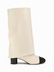 TWO-TONE CUFFED CHUNKY HEELED KNEE HIGH BOOTS by CIDER TWO-TONE CUFFED CHUNKY HEELED KNEE HIGH BOOTS by CIDER
