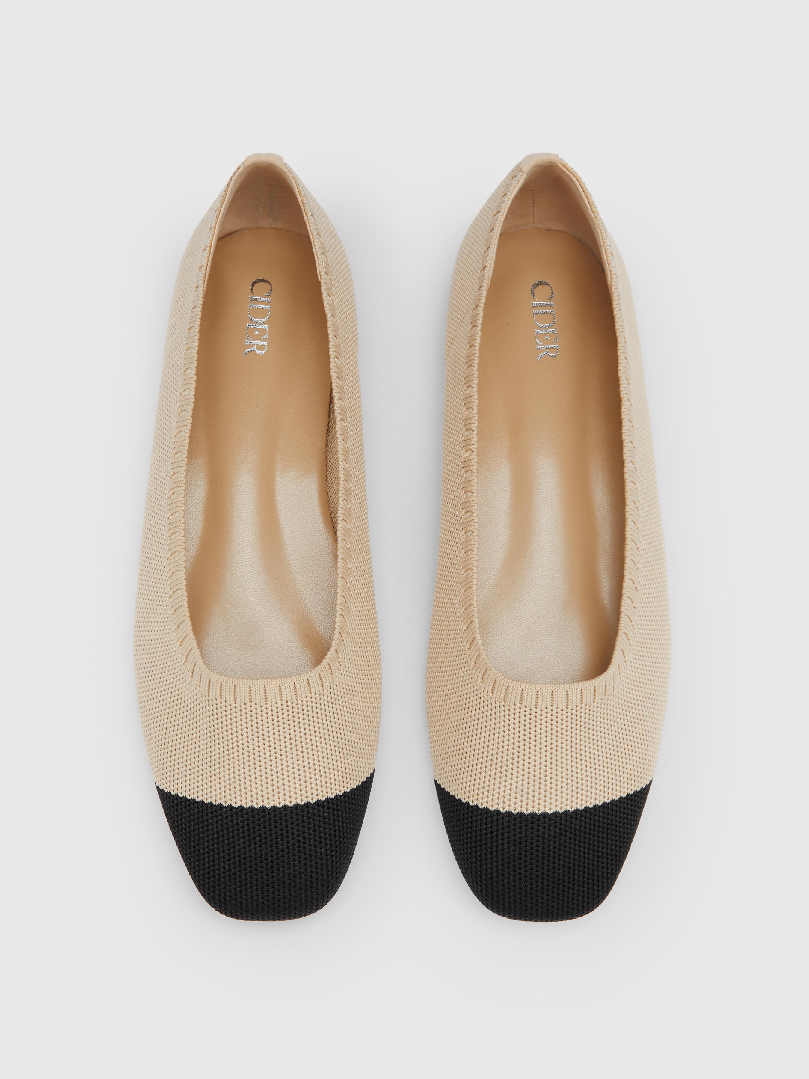 TWO-TONE FABRIC MARY JANE FLATS by CIDER