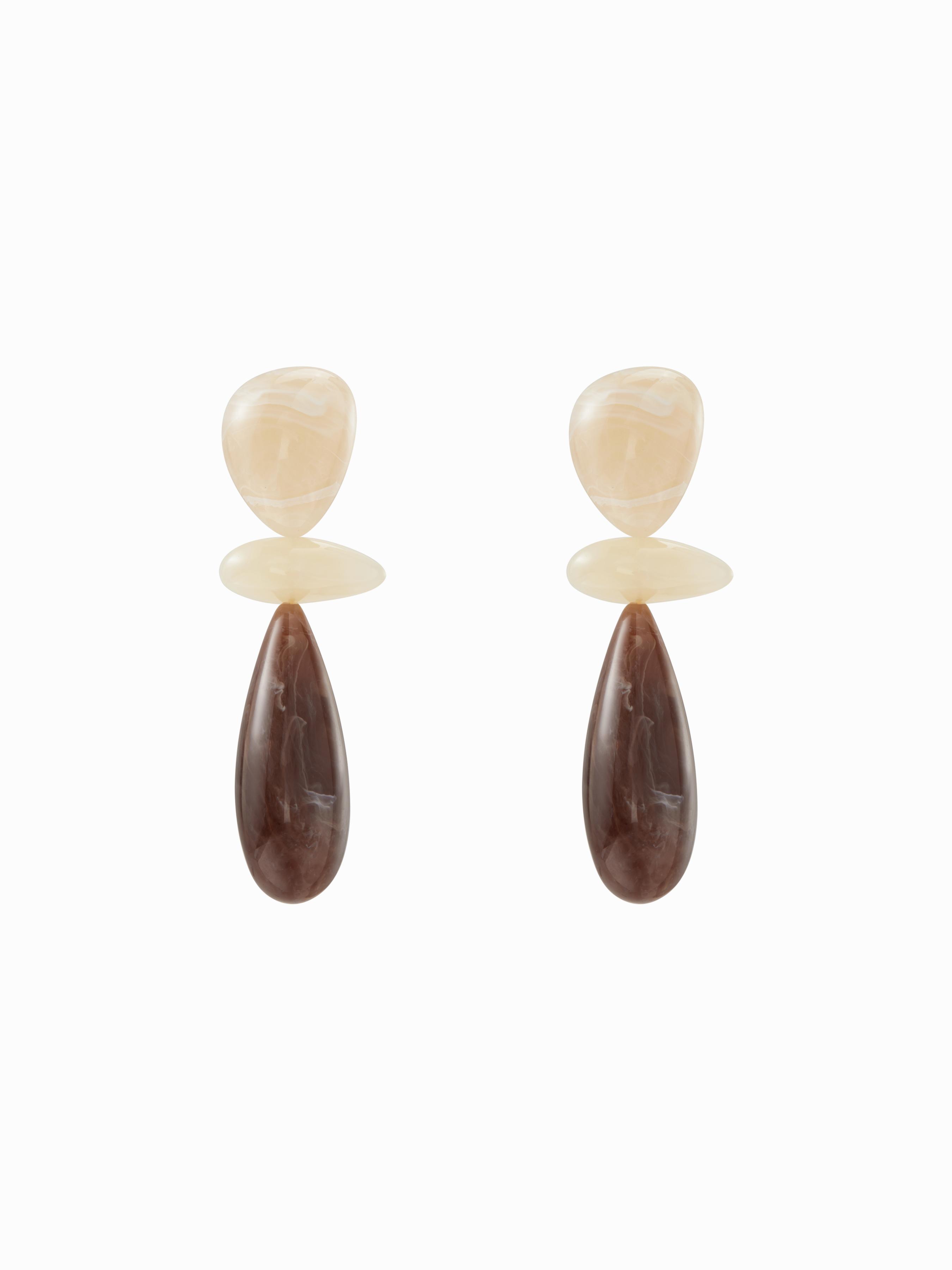 TWO-TONE MARBLED TEXTURED WATER DROP EARRINGS by CIDER