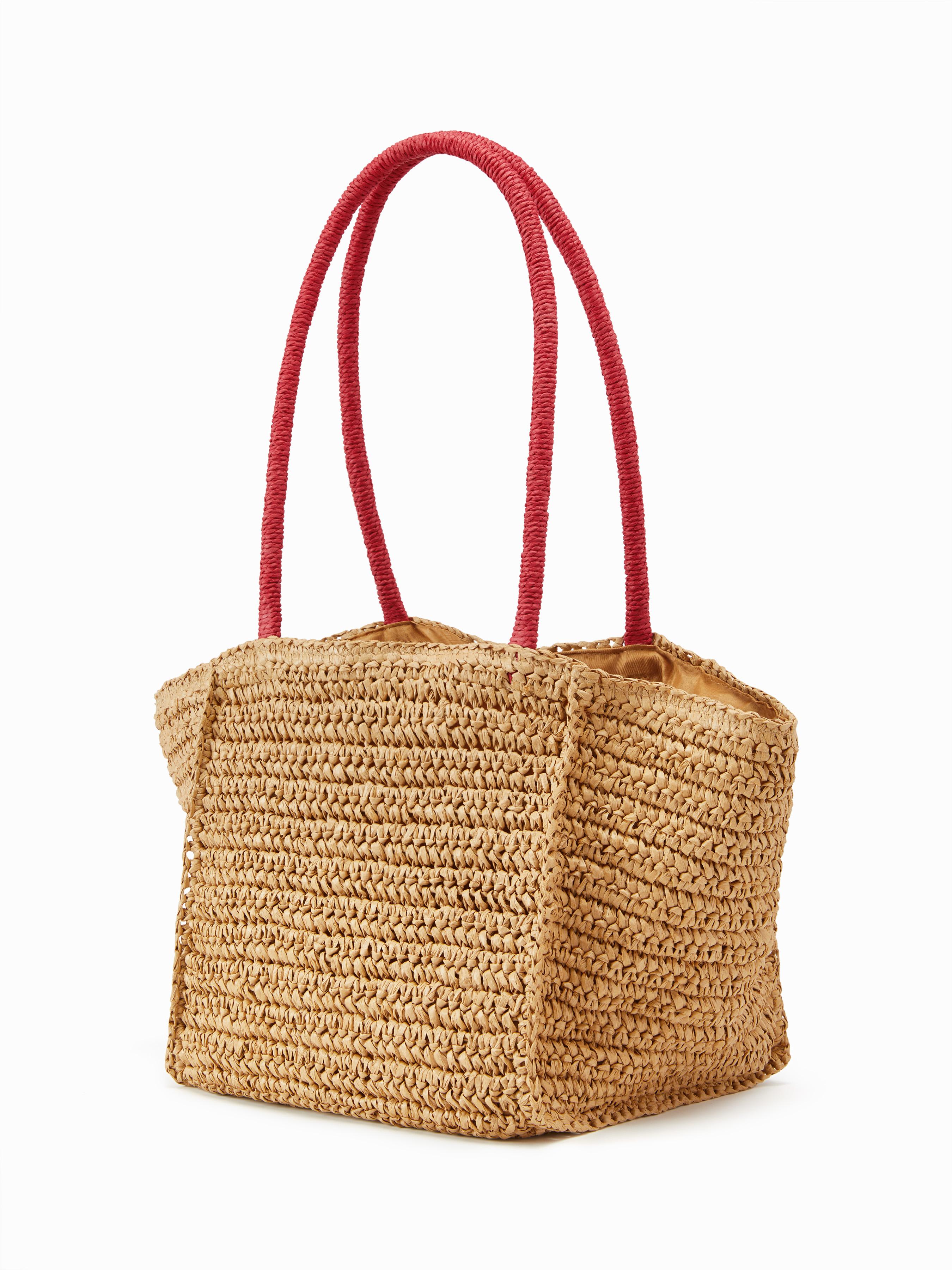 TWO-TONE STRAW TOTE BAG by CIDER