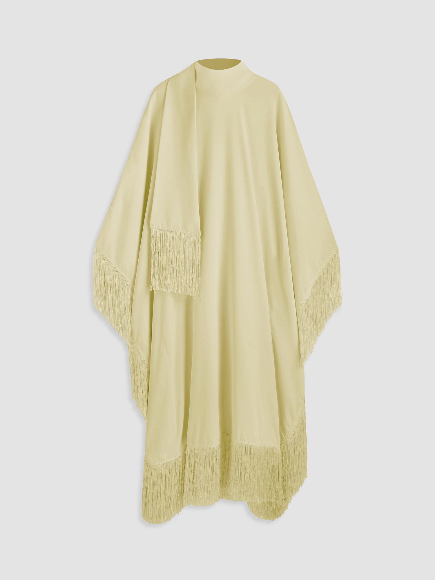 Tassel Hem Solid Maxi Dress by CIDER