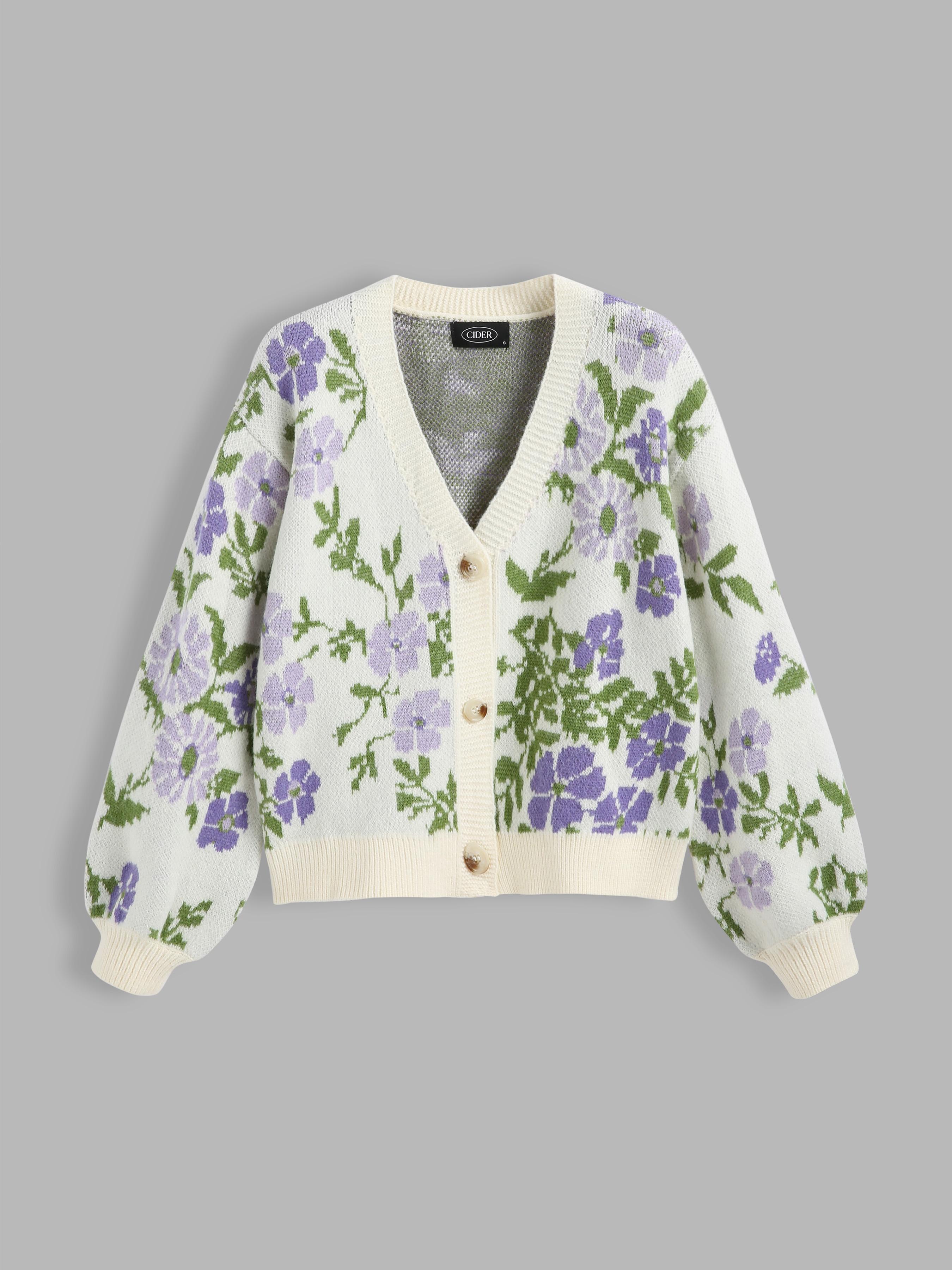 Tea In The Garden Floral Knit Cardigan by CIDER