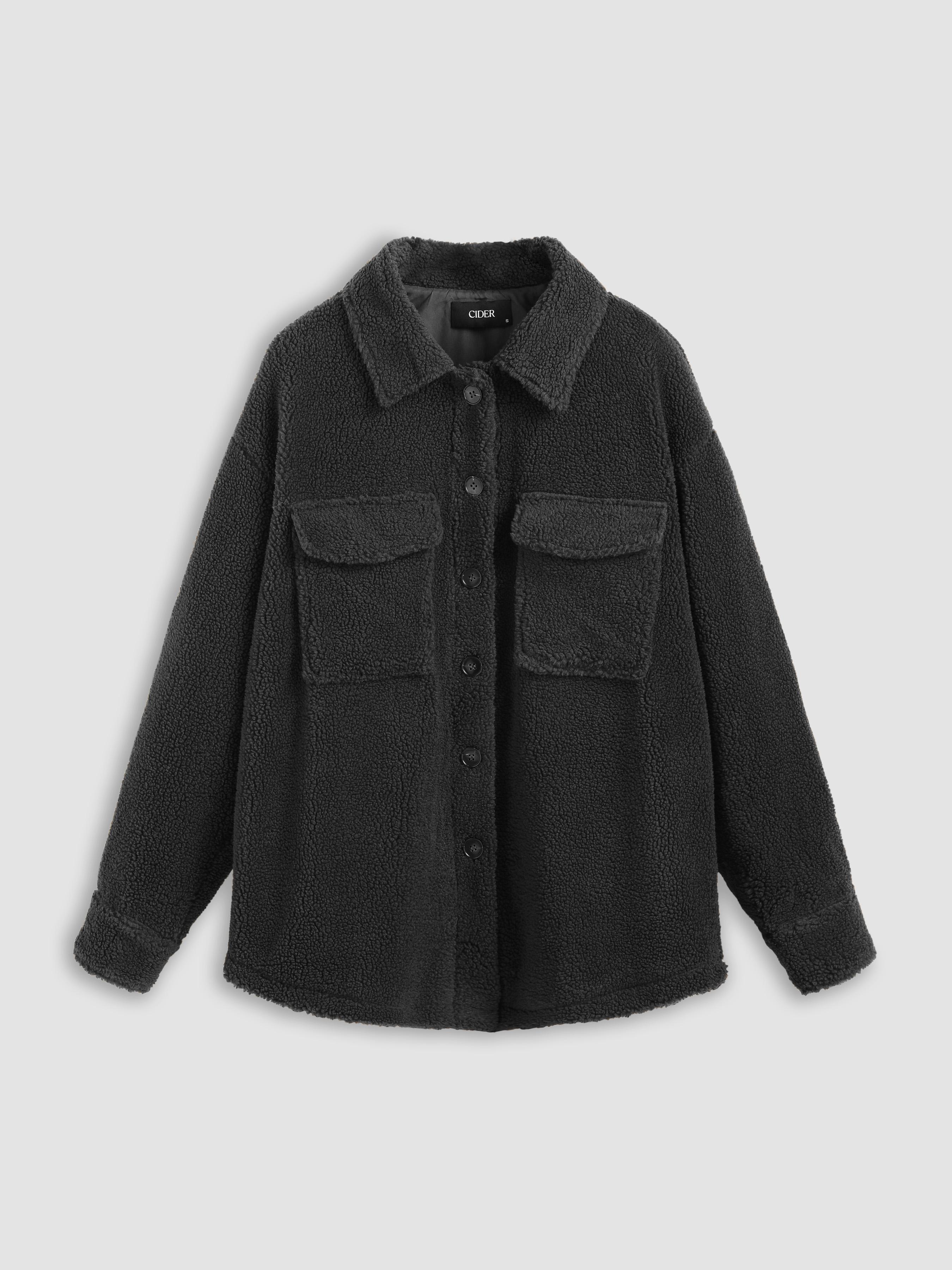 Teddy Fleece Shacket With Pockets by CIDER