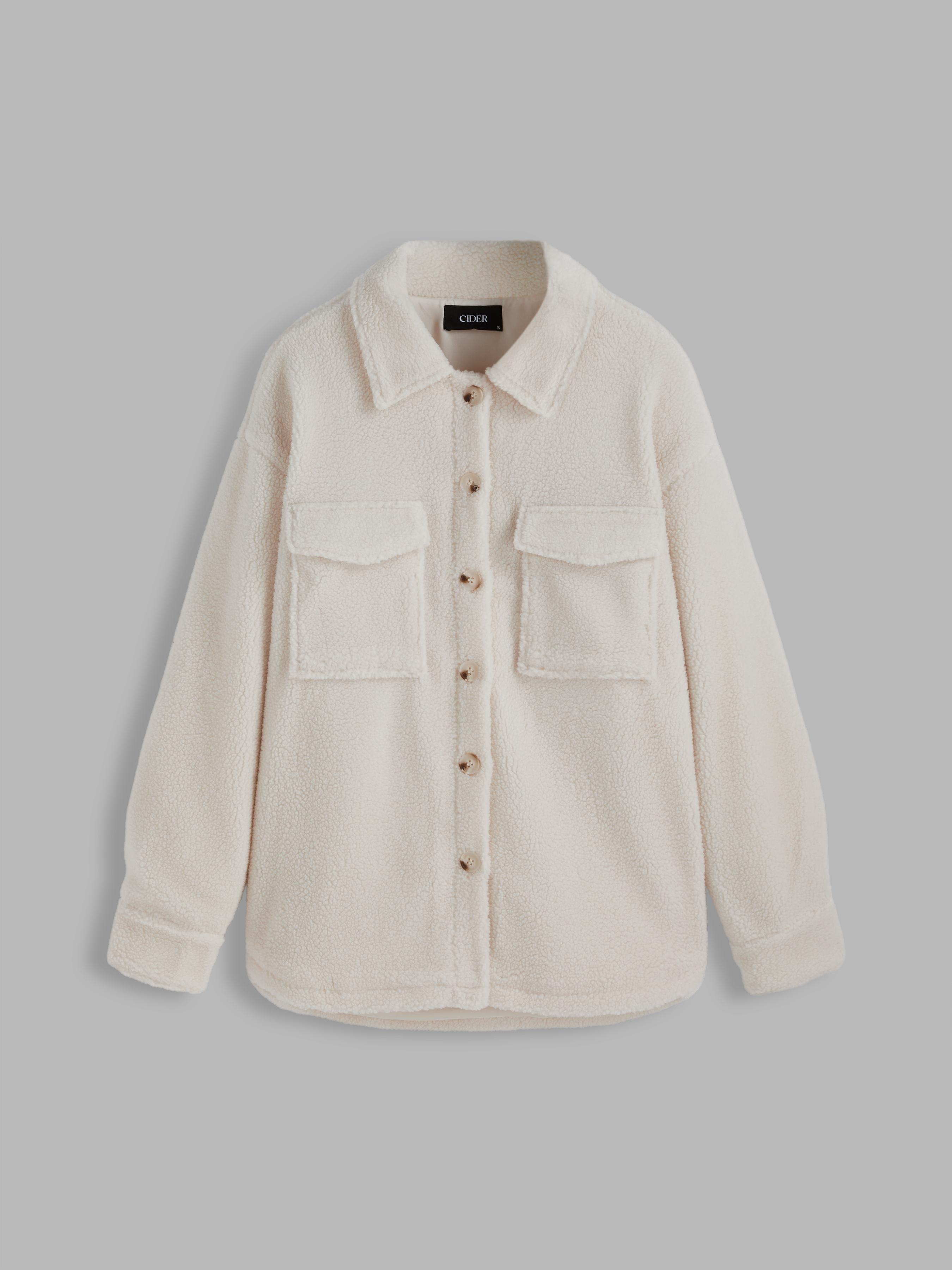 Teddy Fleece Shacket With Pockets by CIDER