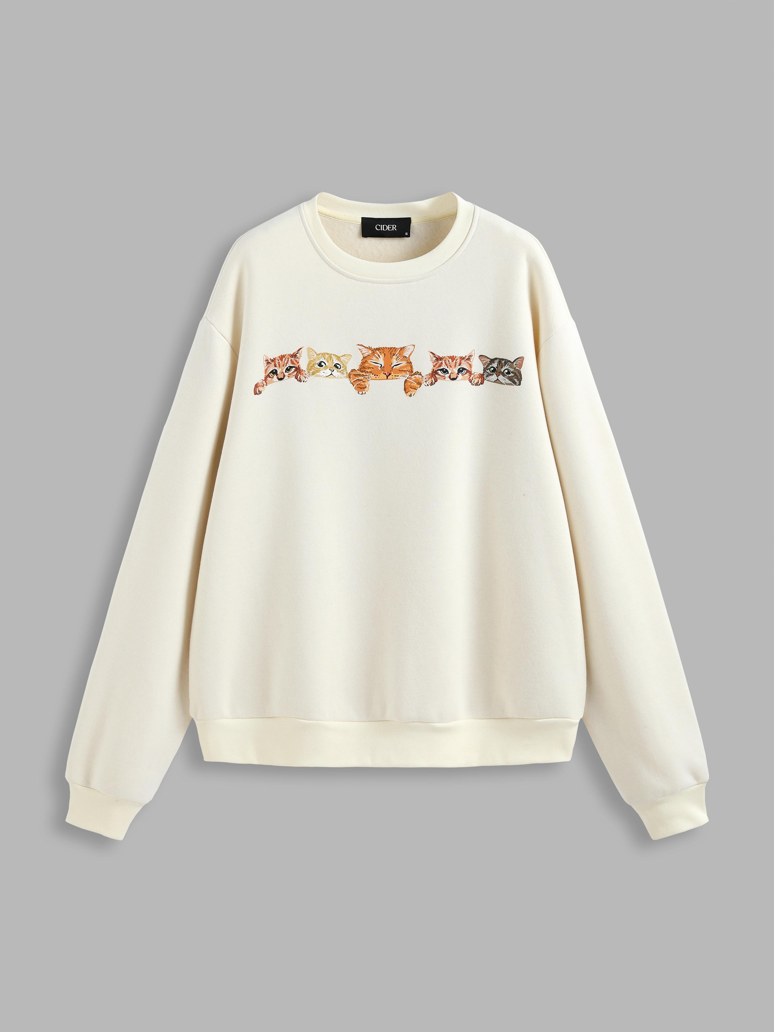 Terry Cat Pattern Sweatshirt by CIDER