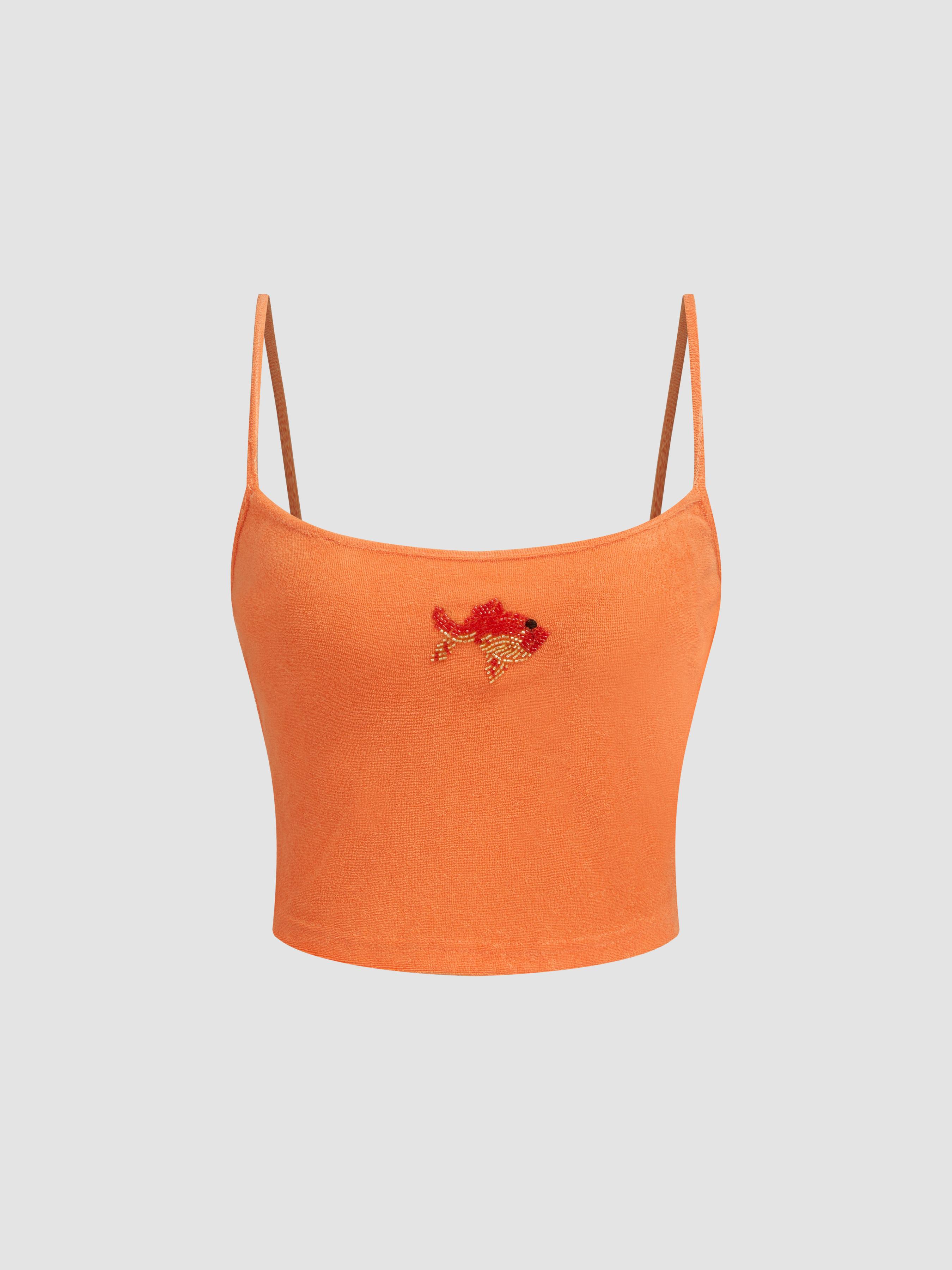 Terry Fish Beading Crop Cami Top by CIDER