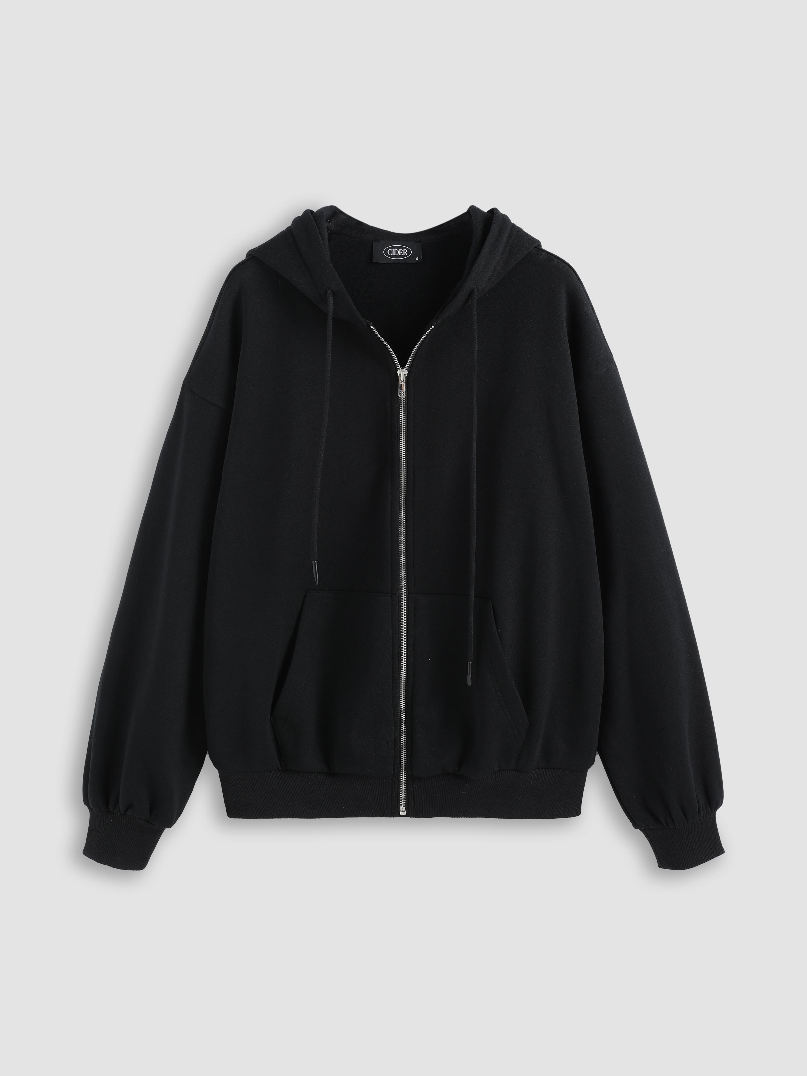 Terry Long Sleeve Zipper Hoodie by CIDER