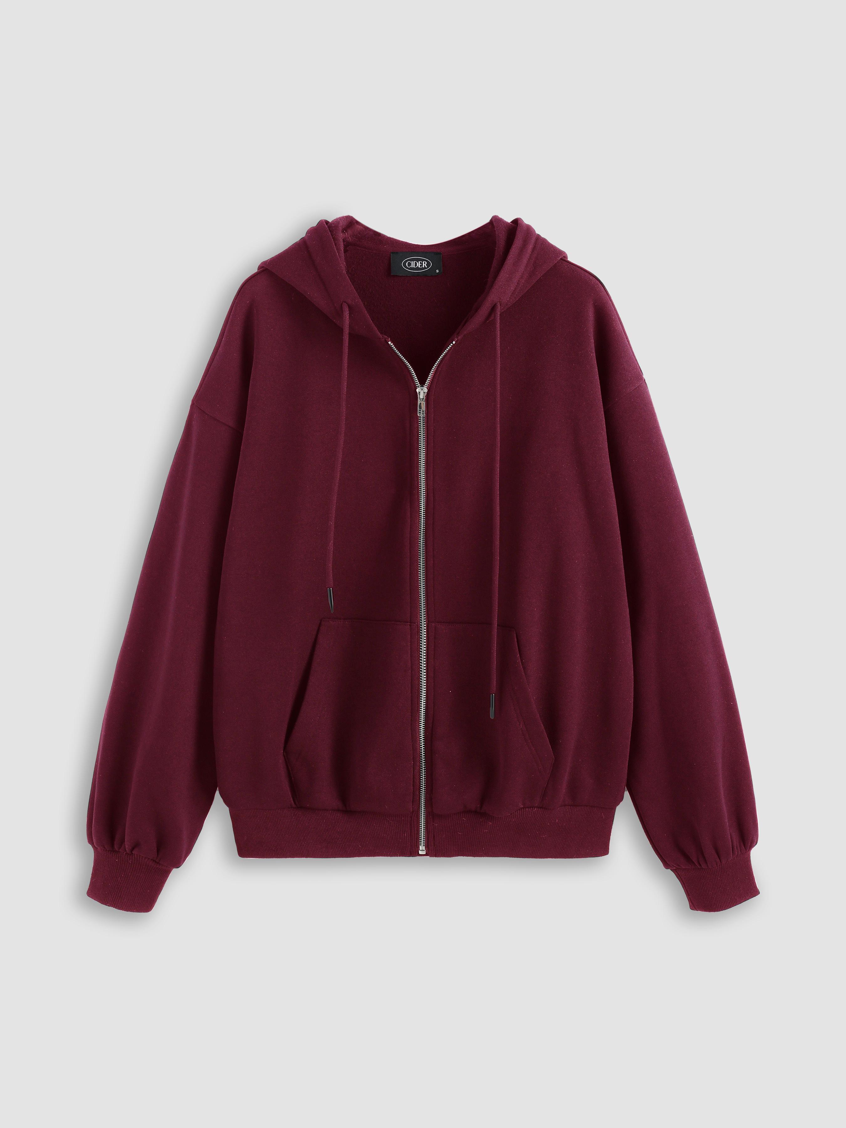 Terry Long Sleeve Zipper Hoodie by CIDER