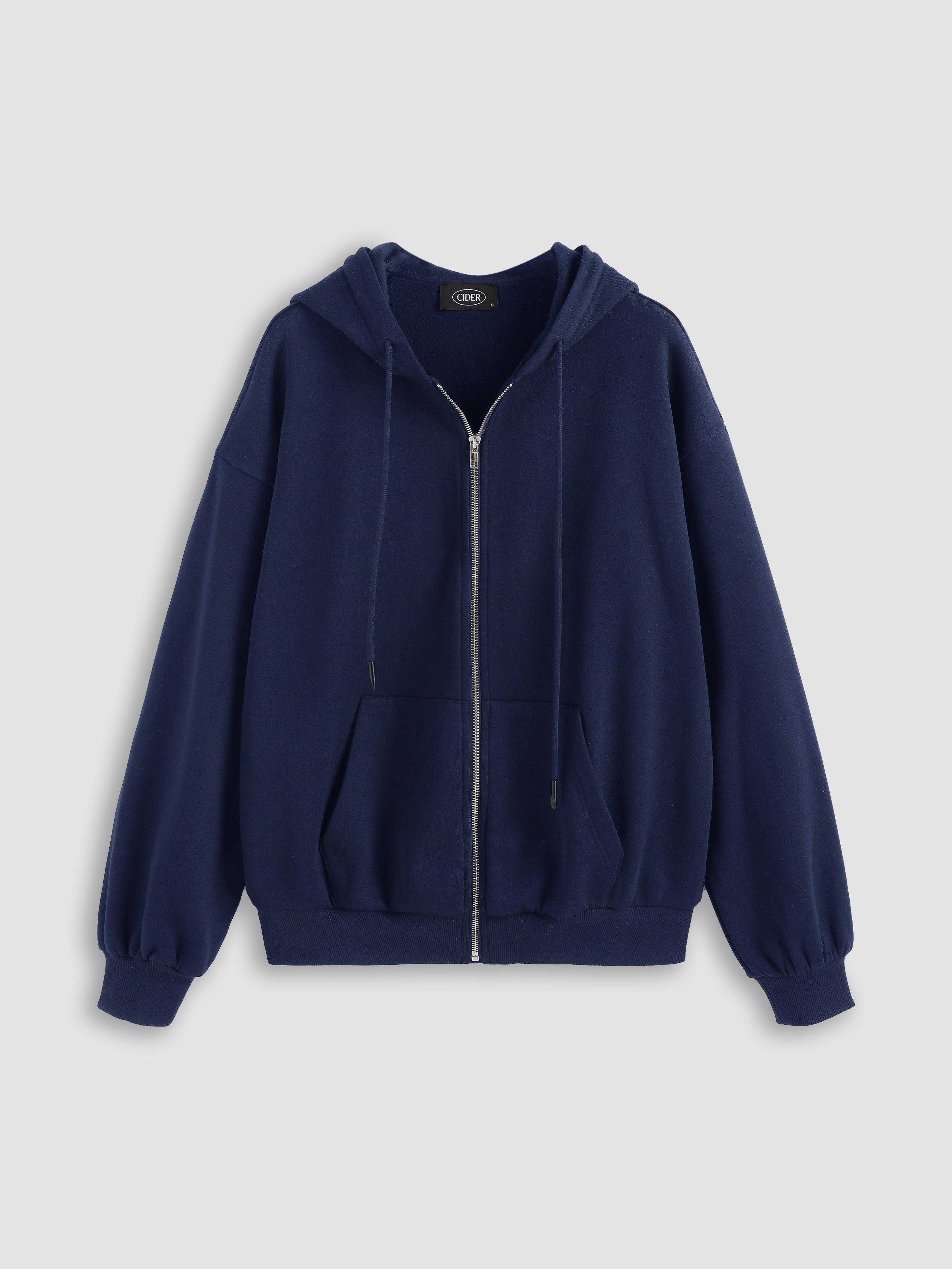 Terry Long Sleeve Zipper Hoodie by CIDER