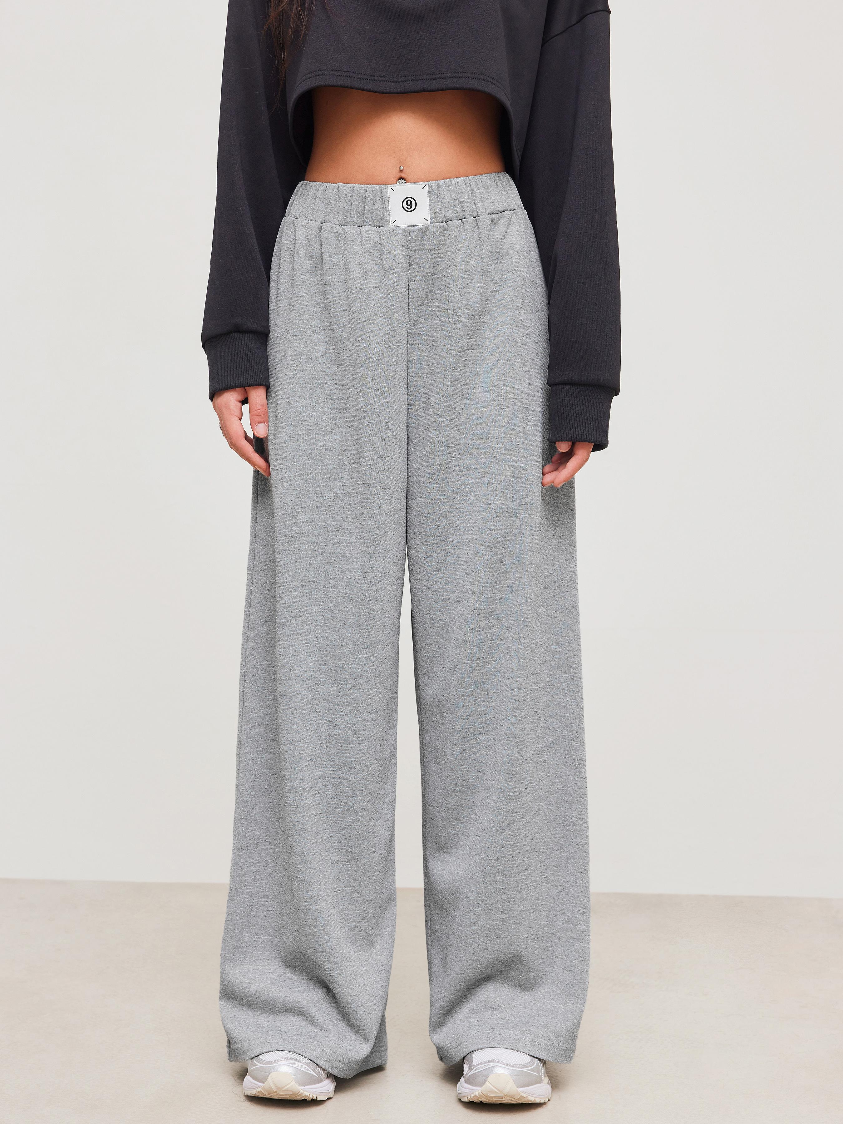 Terry Mid Rise Elastic Waist Wide Leg Trousers by CIDER
