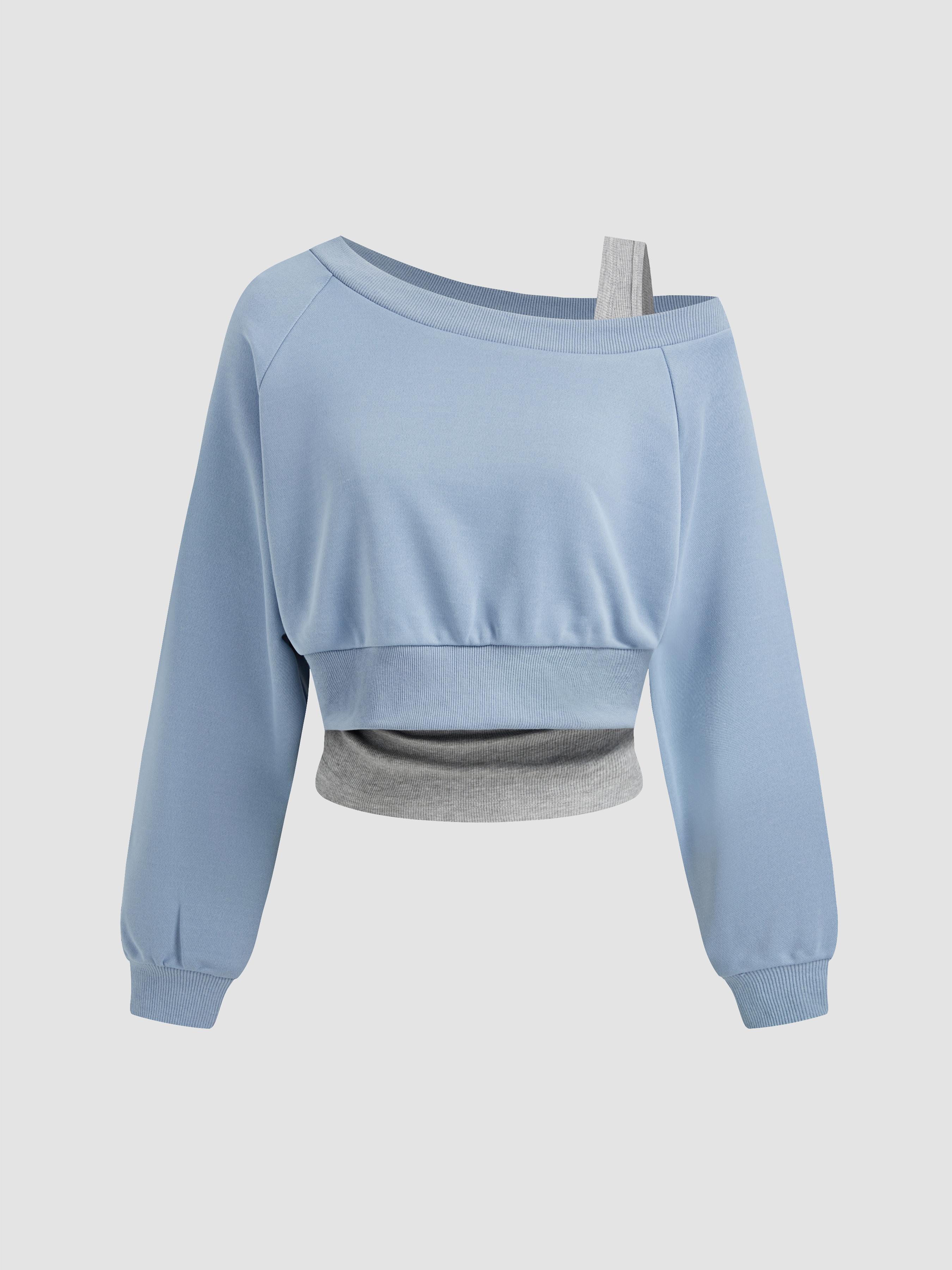 Terry Off-shoulder Cropped Oversized Sweatshirt & Ruched Tank Top by CIDER