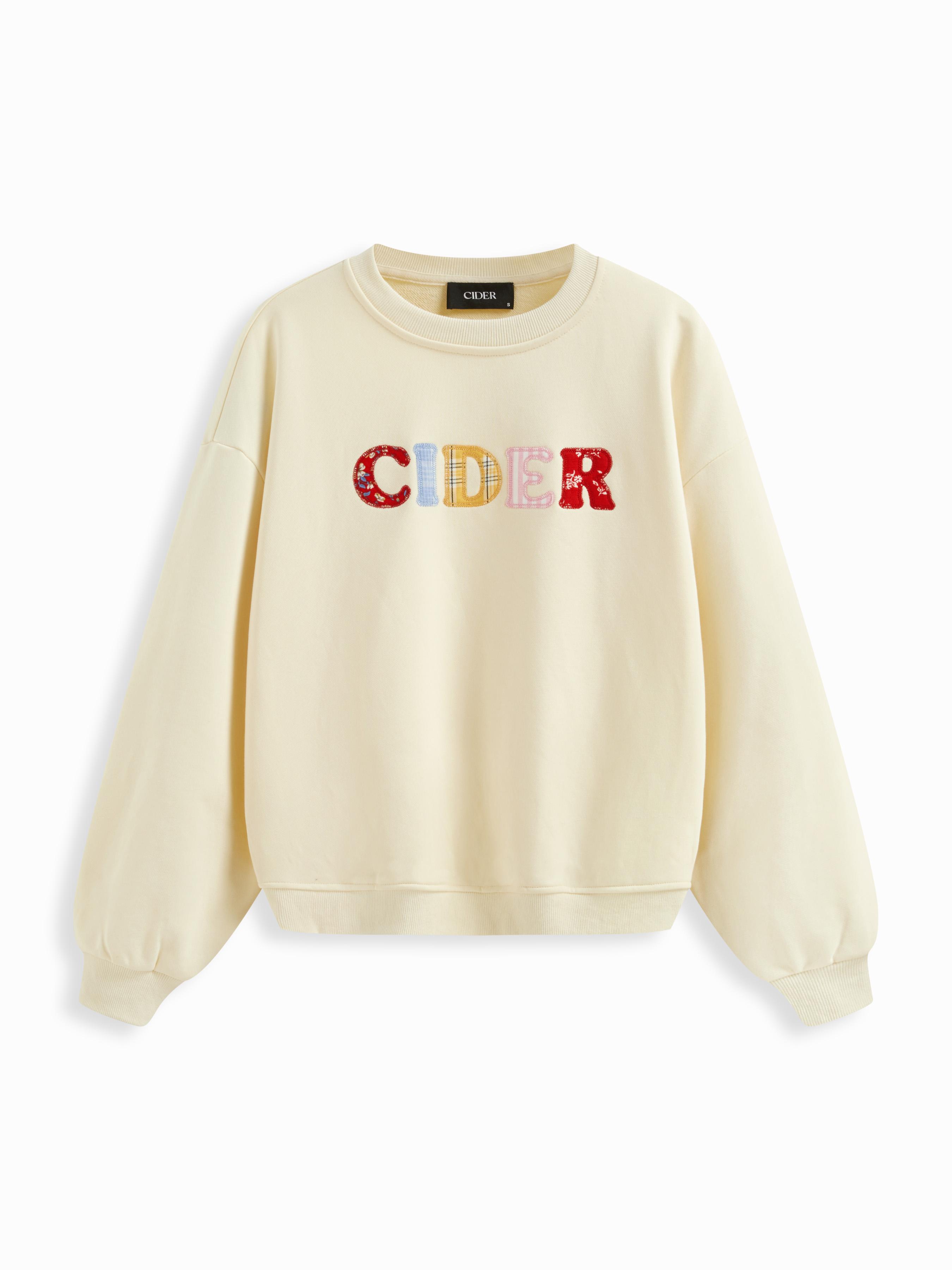 Terry Round Neckline Cider Appliques Oversized Sweatshirt by CIDER