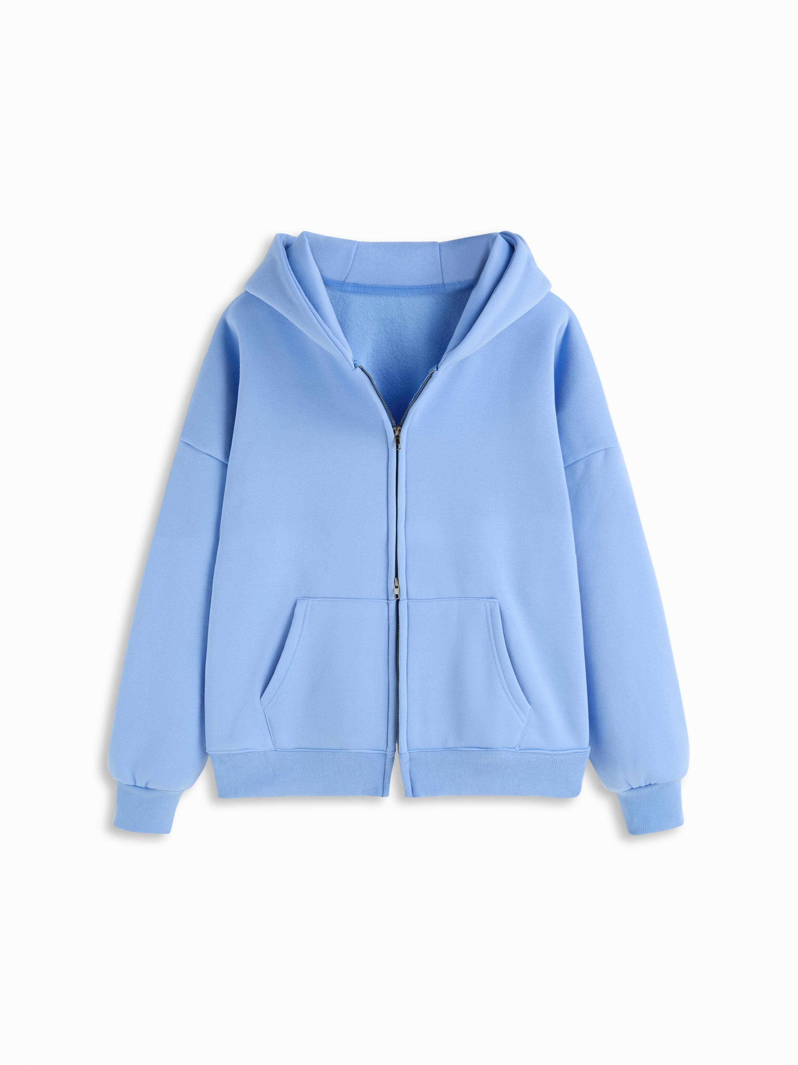 Terry Solid Zipper Oversize Hoodie by CIDER