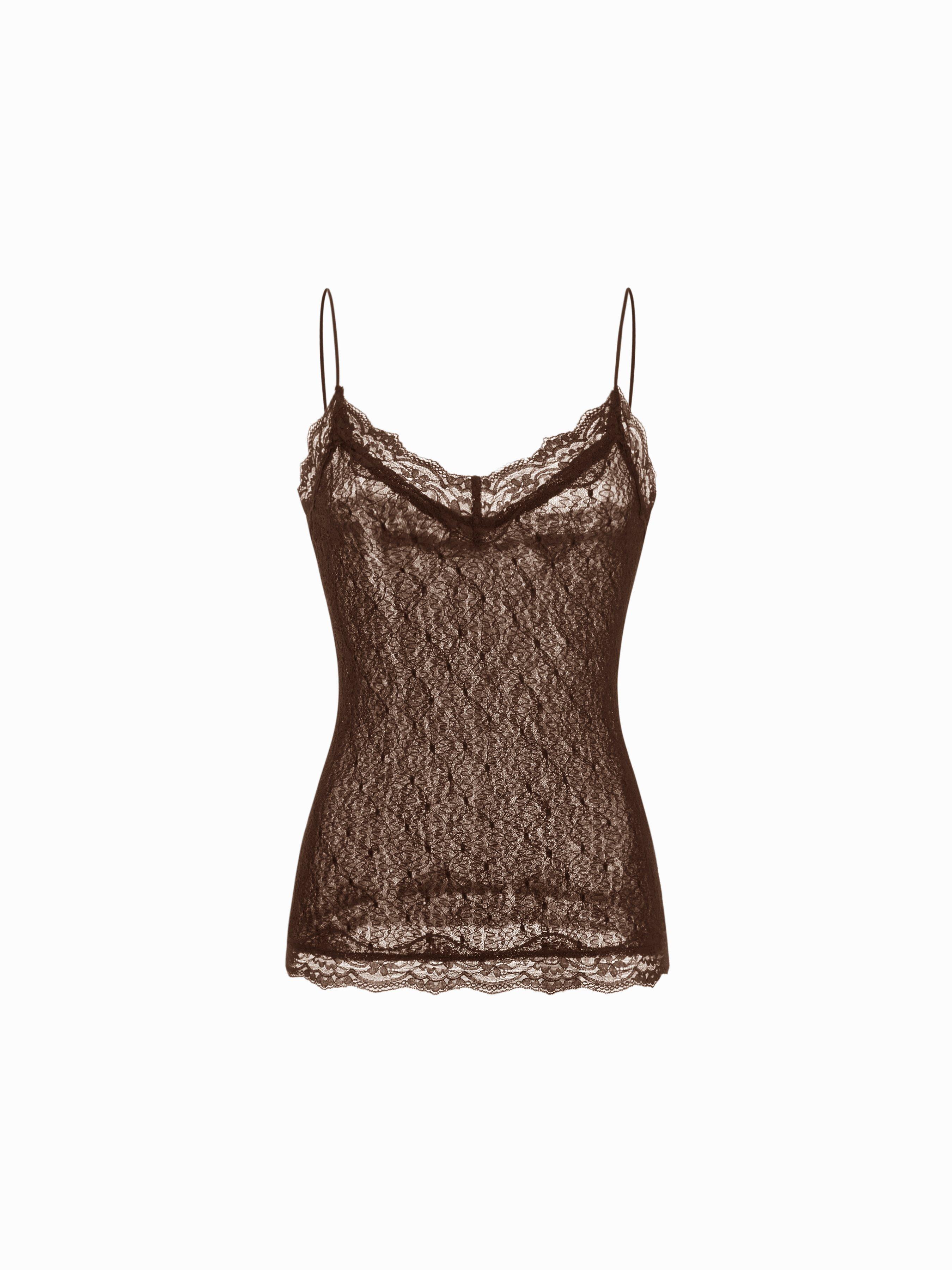Textured Lace V-neck Cami Top by CIDER