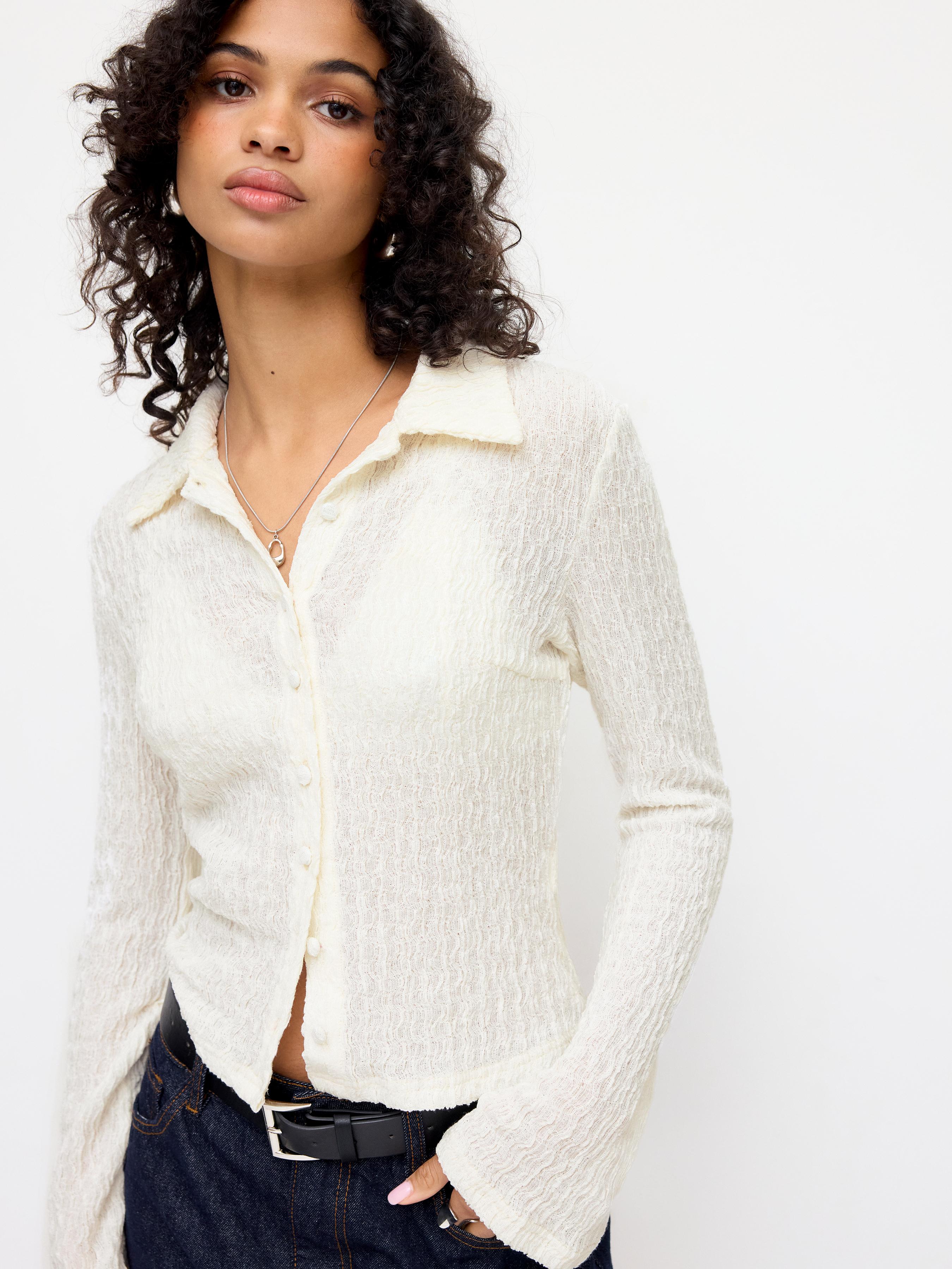 Textured Long Sleeve Top by CIDER