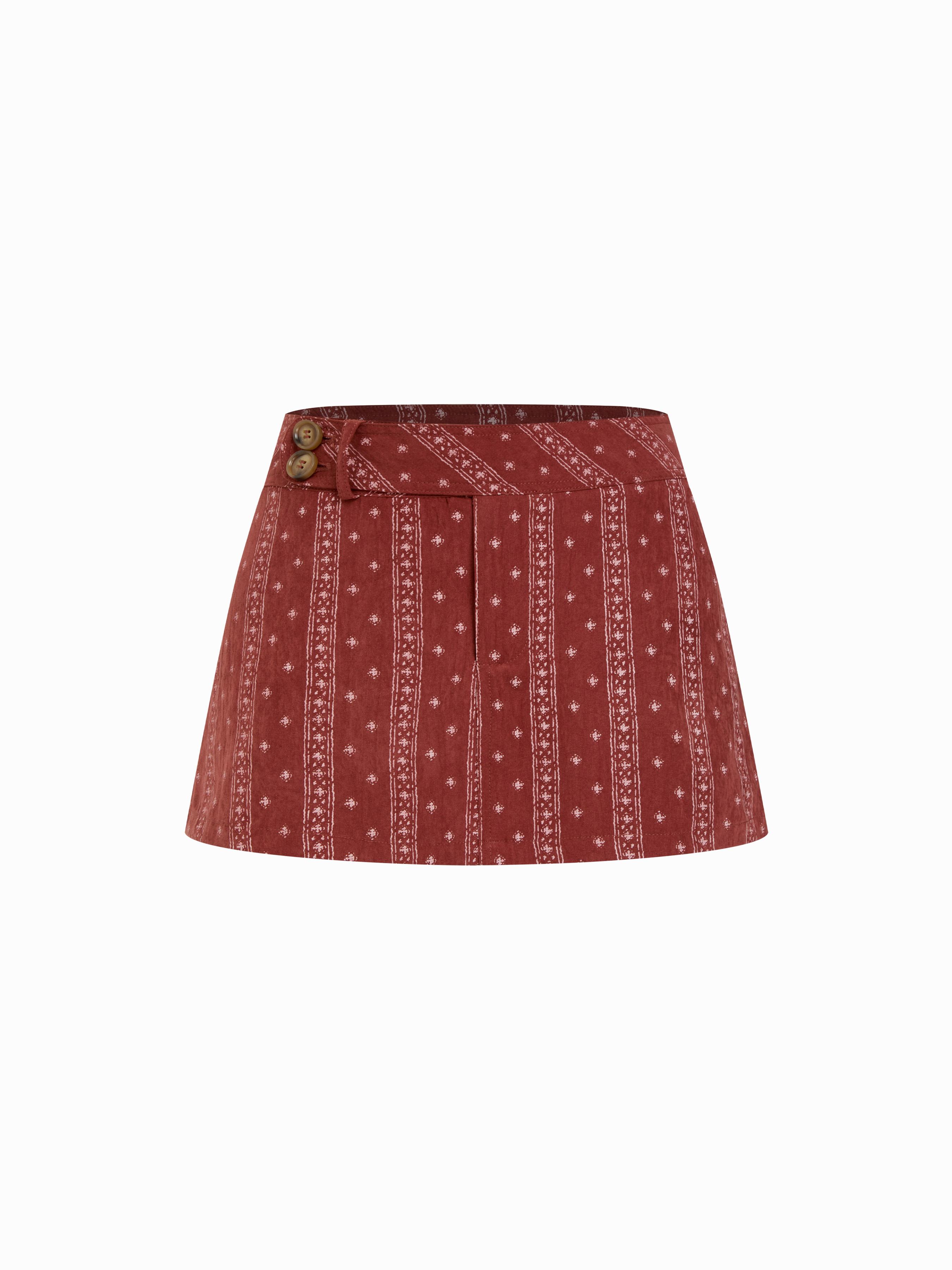 Textured Low Rise Tile A-line Mini Skort by CIDER