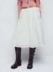 Textured Mid Rise Lace Panel Drawstring Flared Midi Skirt by CIDER