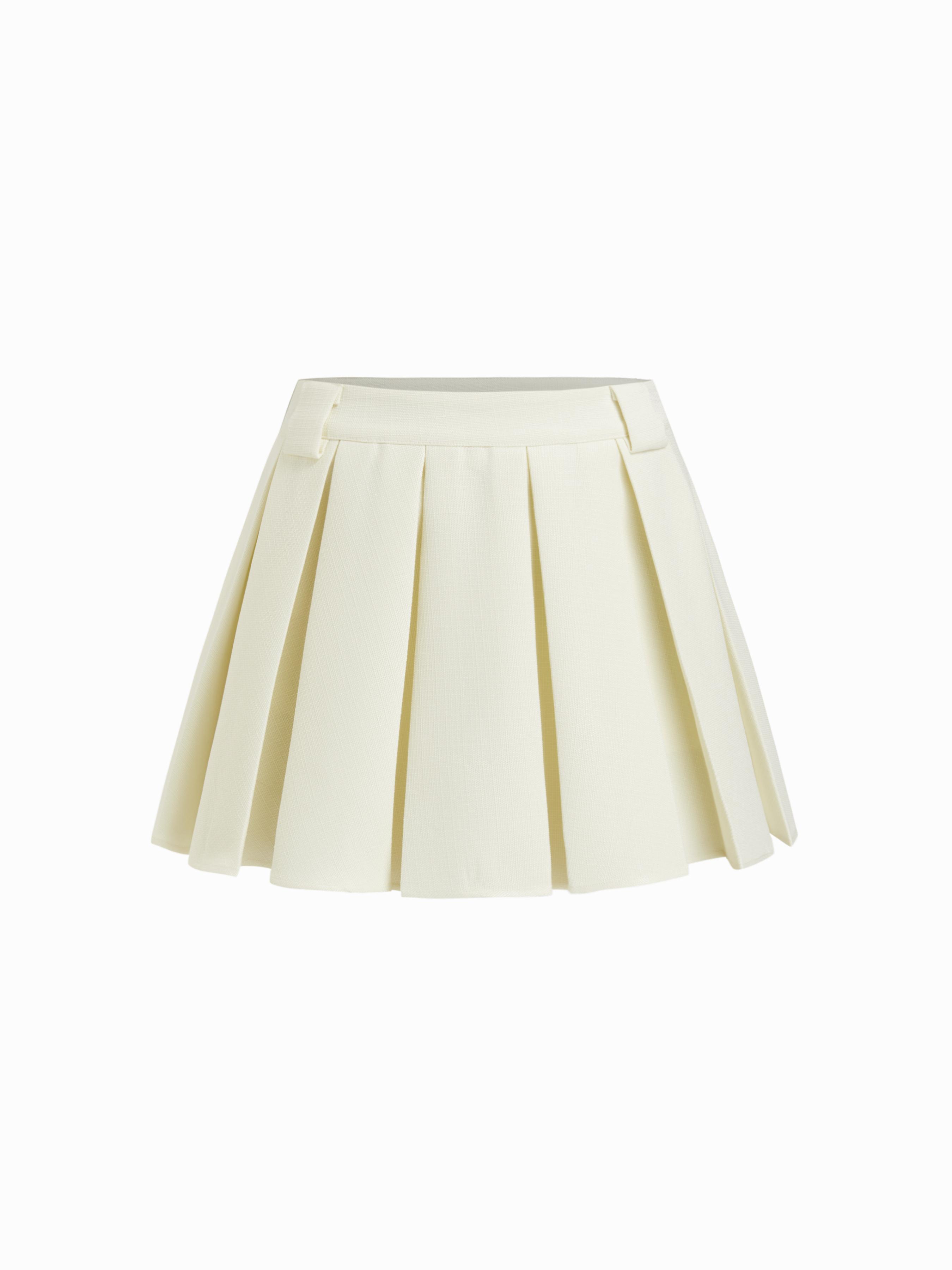 Textured Mid Rise Pleated Mini Skirt by undefined