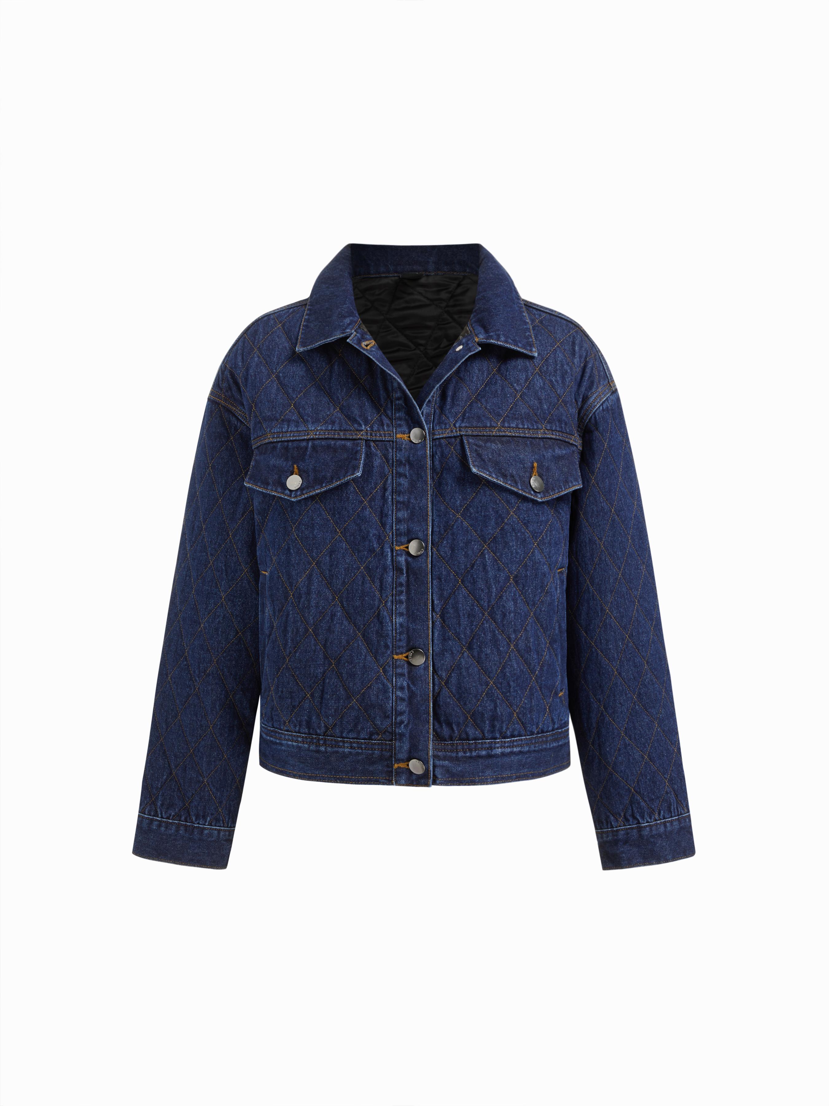 Thermal Collar Denim Jacket with Quilted Padded Lining by CIDER