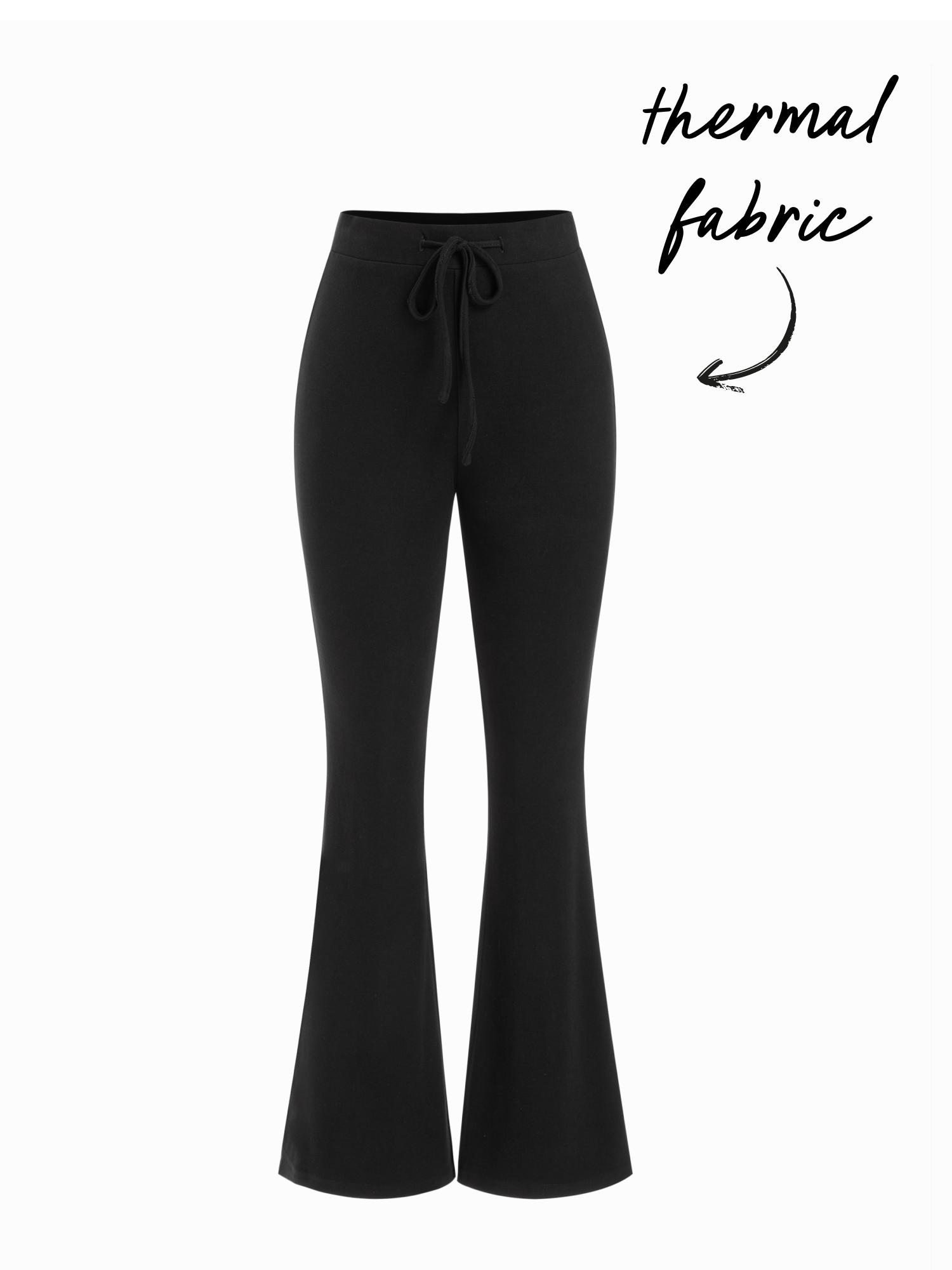 Thermal Cotton-blend Mid Rise Drawstring Flared Trousers by CIDER