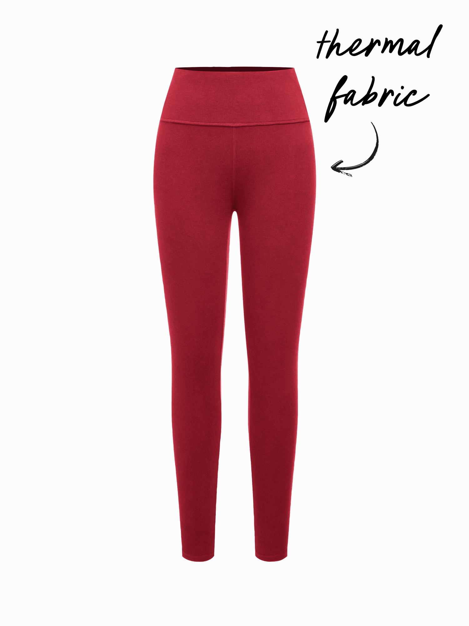 Thermal Cotton-blend Mid Rise Solid Leggings by CIDER