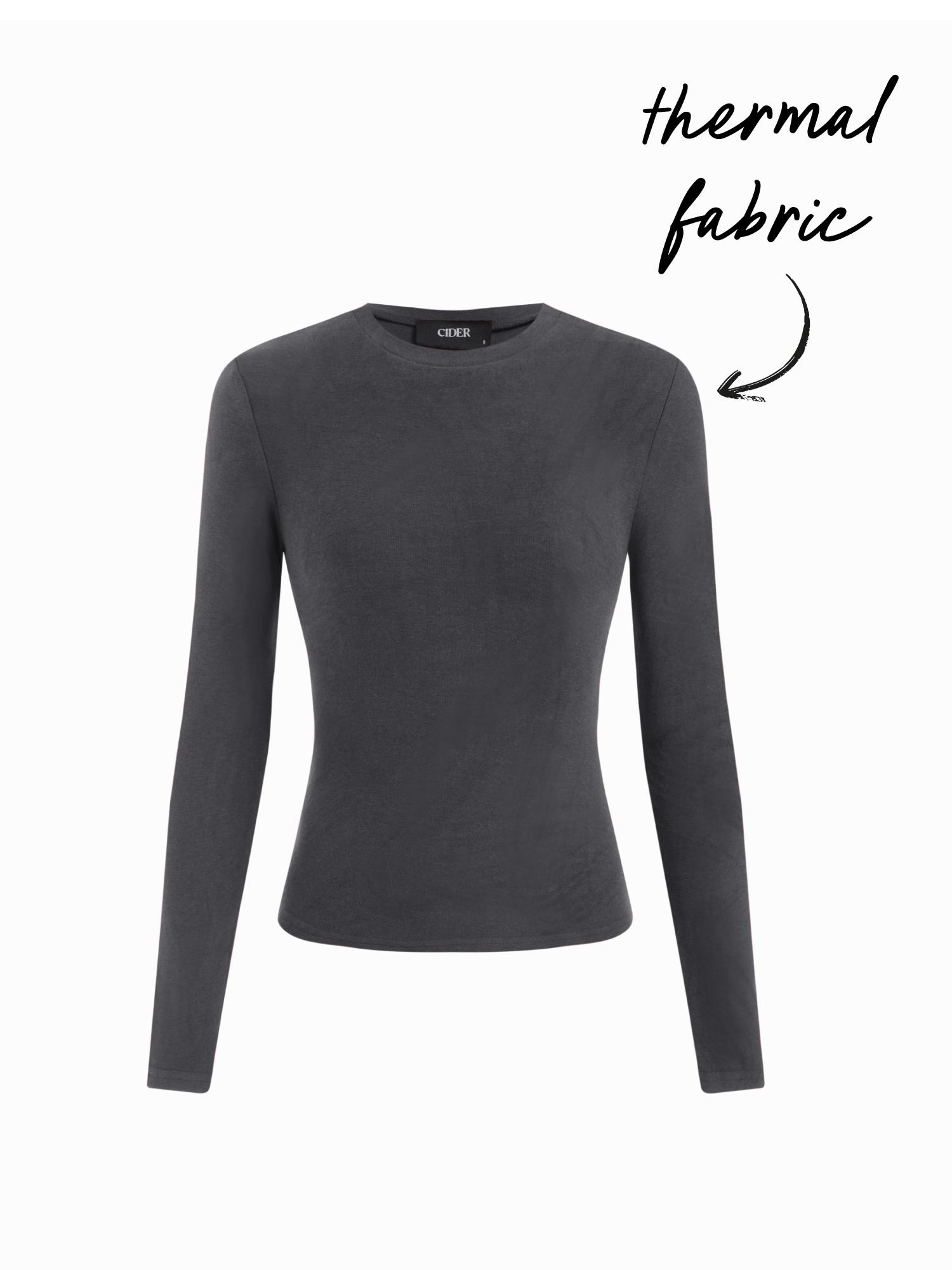 Thermal Cotton-blend Round Neck Long Sleeve Tee by CIDER