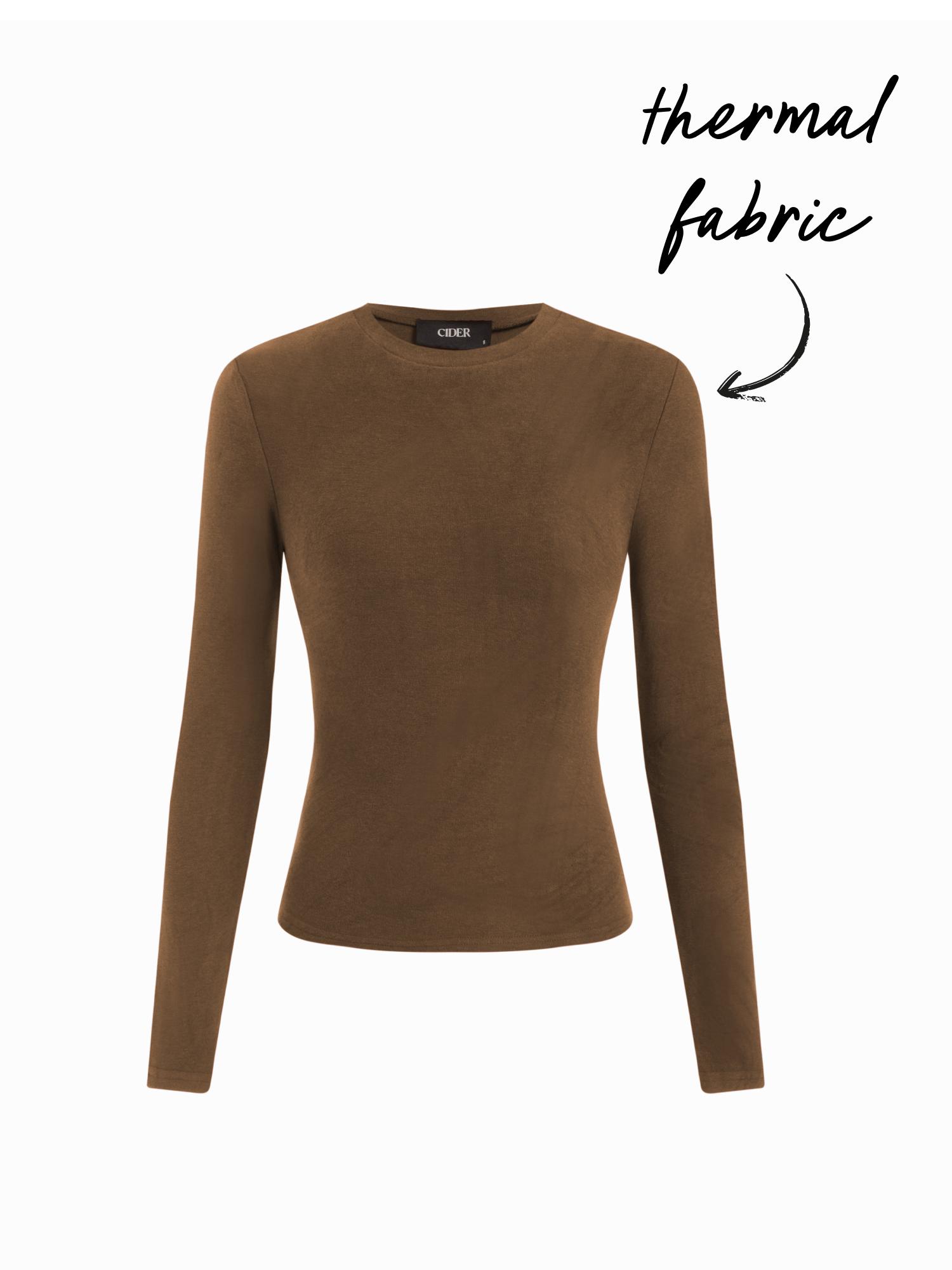 Thermal Cotton-blend Round Neck Long Sleeve Tee by CIDER