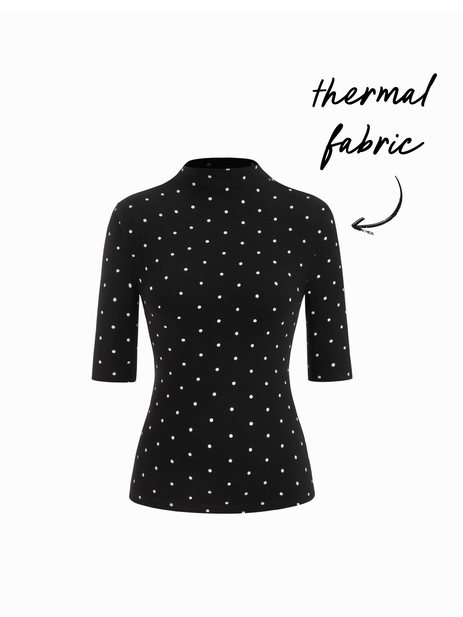 Thermal Cotton-blend Stand Collar Solid Mid-length Sleeve Tee by CIDER